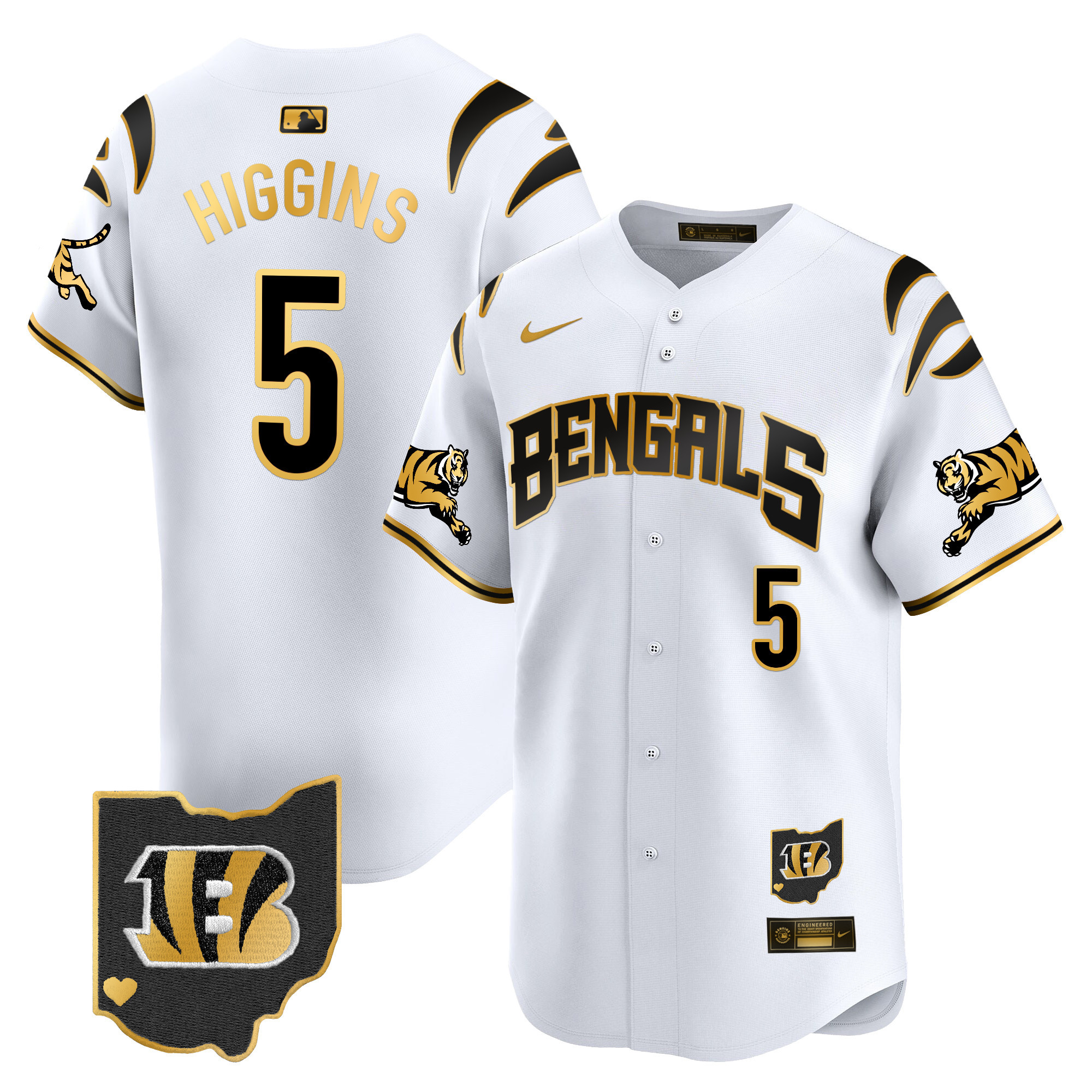 Tee Higgins Men's Cincinnati Bengals Vapor Premier Limited White Gold Jersey - All Stitched