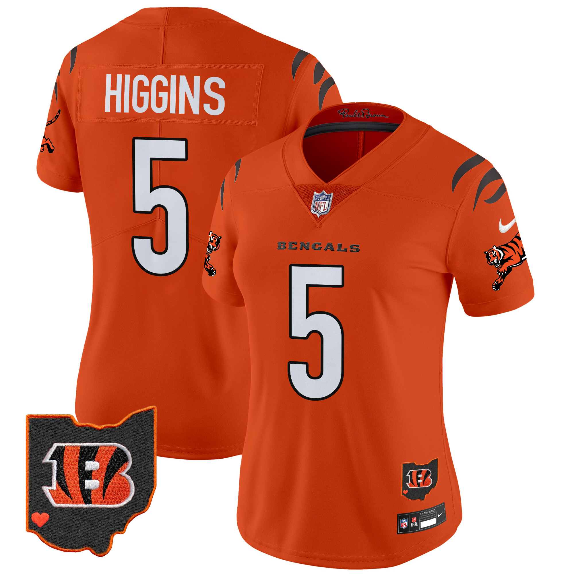 Tee Higgins Women's Cincinnati Bengals 2024 Vapor Limited Orange Jersey - All Stitched