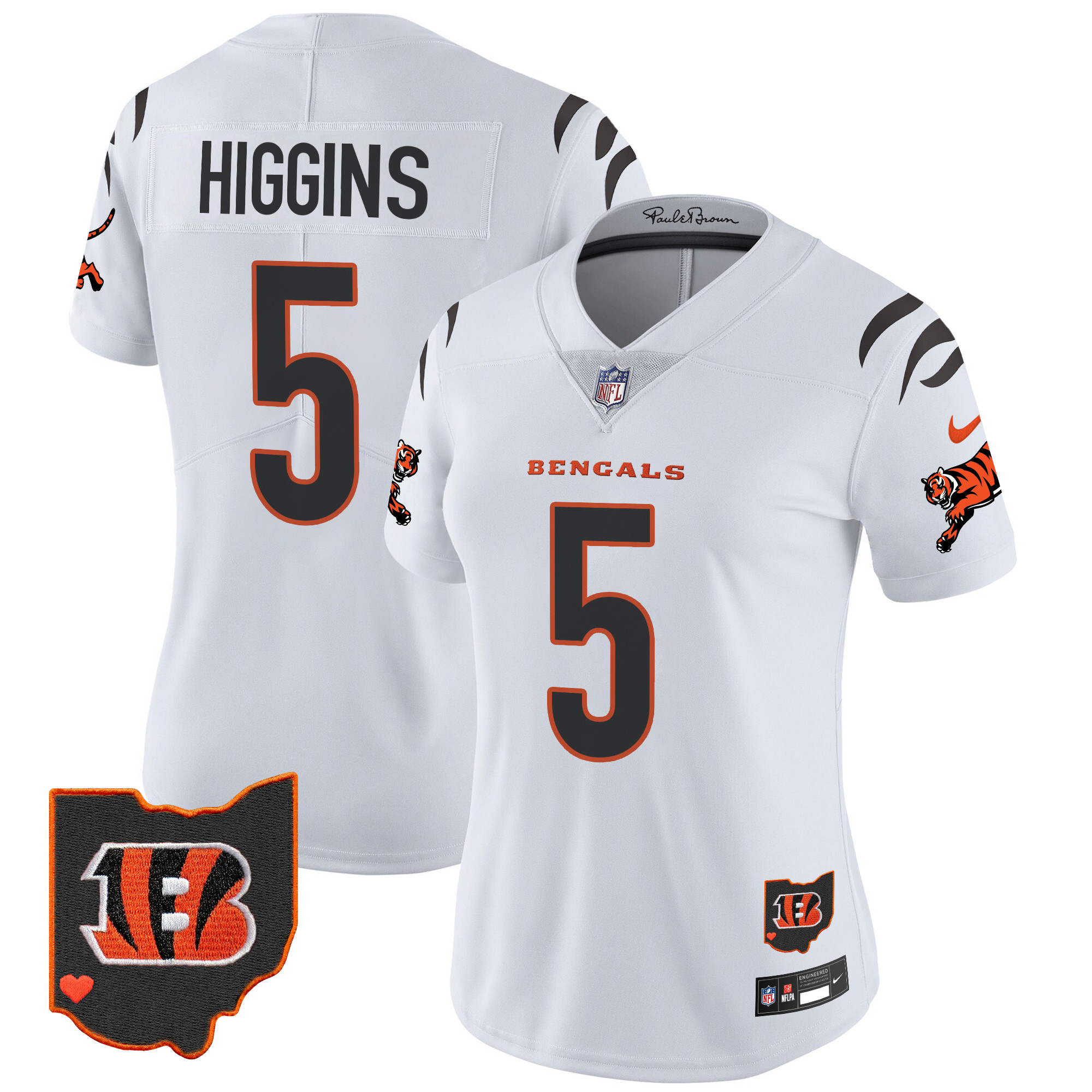 Tee Higgins Women's Cincinnati Bengals 2024 Vapor Limited White Jersey - All Stitched