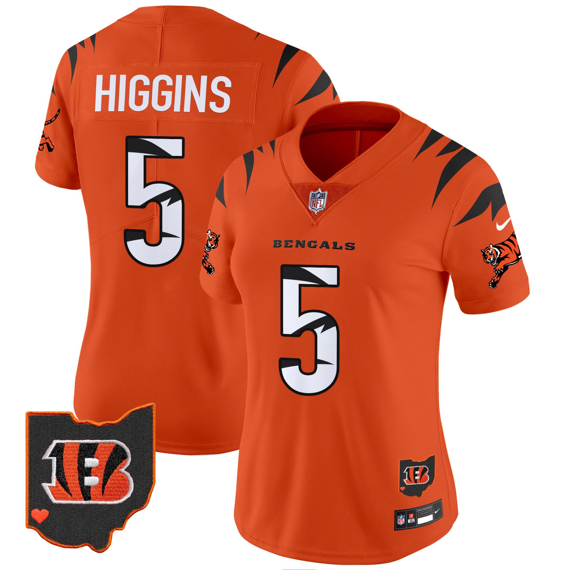 Tee Higgins Women's Cincinnati Bengals Special Vapor Limited Orange Jersey - All Stitched
