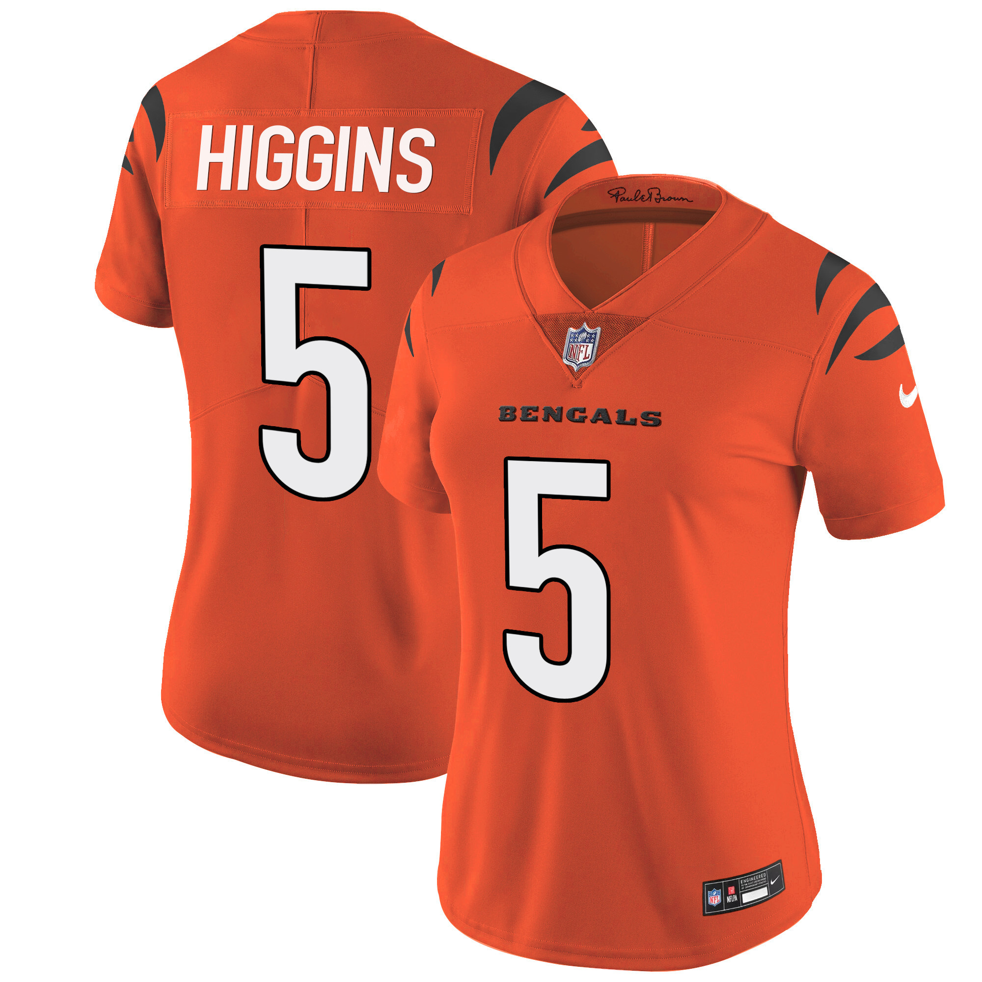 Tee Higgins Women's Cincinnati Bengals Vapor Limited Orange Jersey - All Stitched