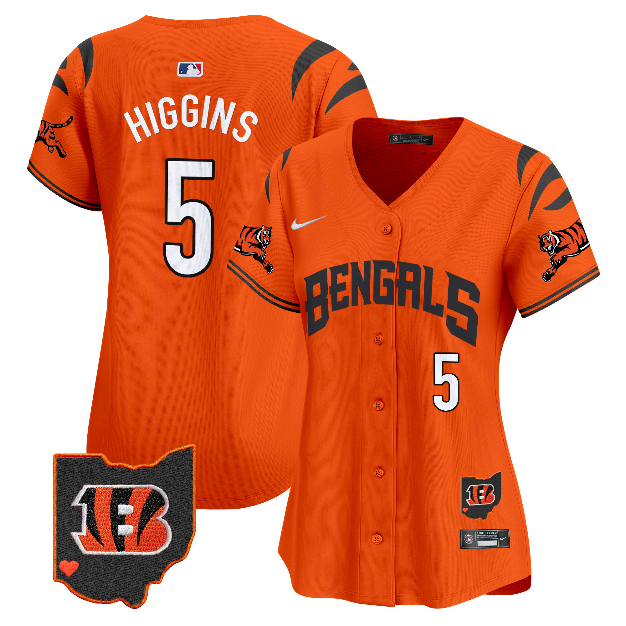 Tee Higgins Women's Cincinnati Bengals Vapor Premier Limited Orange Jersey - All Stitched