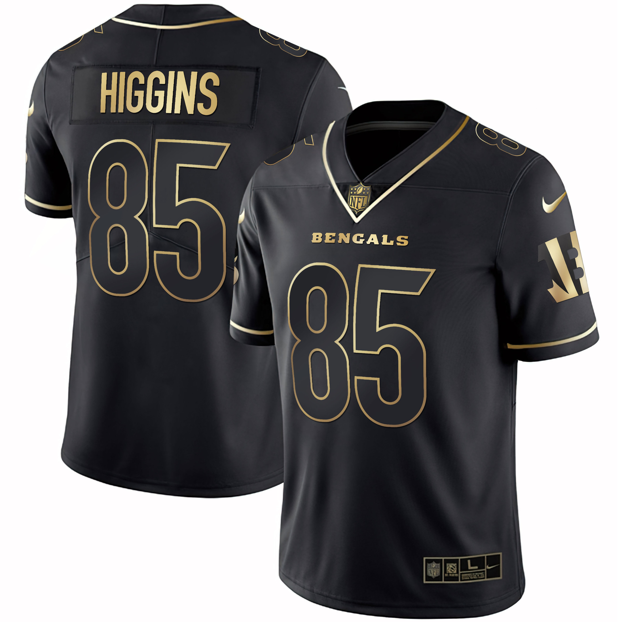 Tee Higgins Women's Cincinnati Bengals White Gold & Black Gold Black Gold Jersey - All Stitched