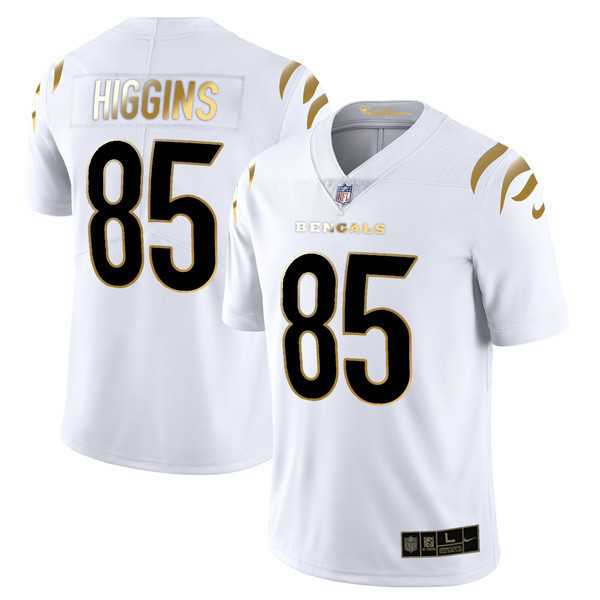 Tee Higgins Youth's Cincinnati Bengals Player Vapor Limited White Gold Jersey - All Stitched