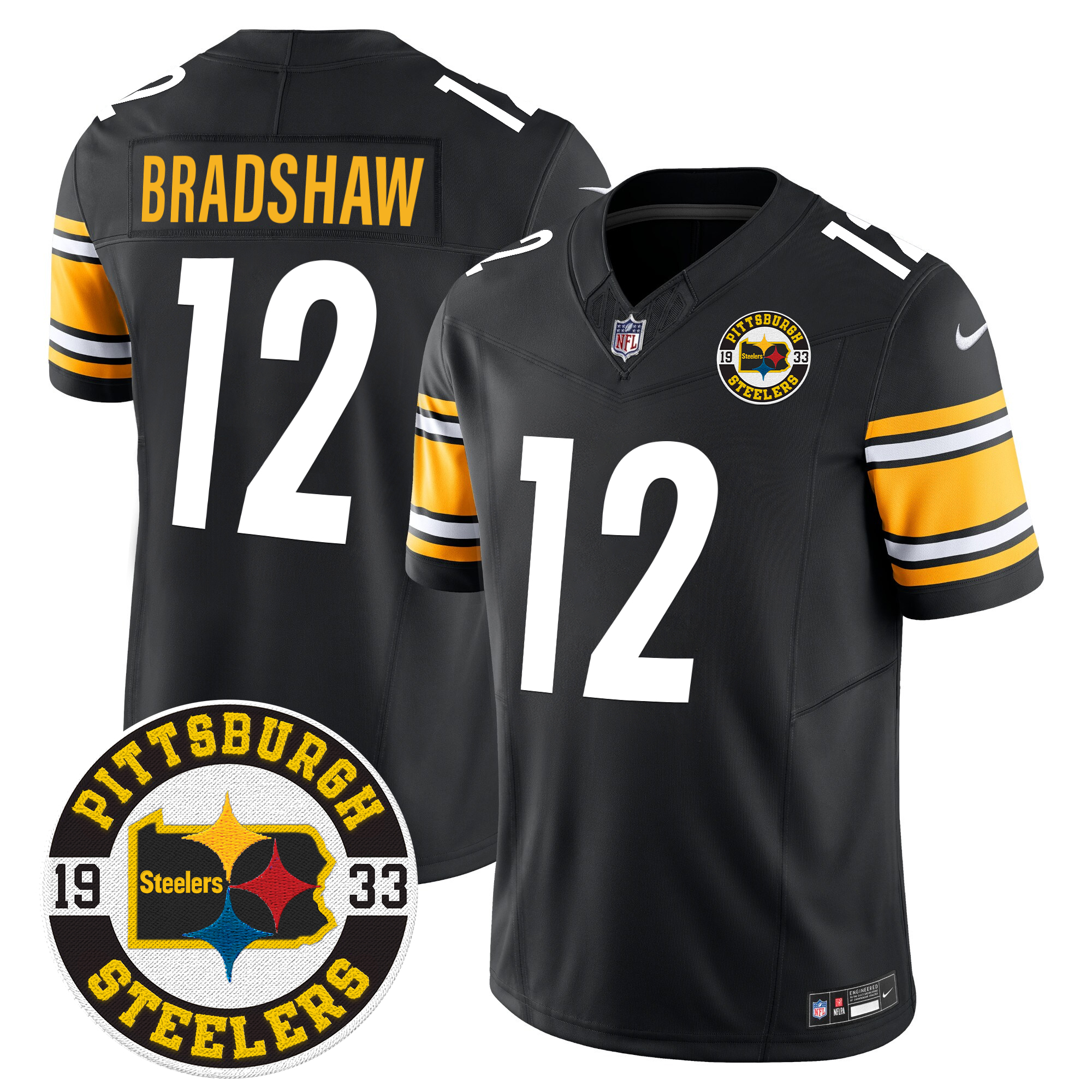 Terry Bradshaw Men's Pittsburgh Steelers 2024 Vapor Limited Black Jersey - All Stitched