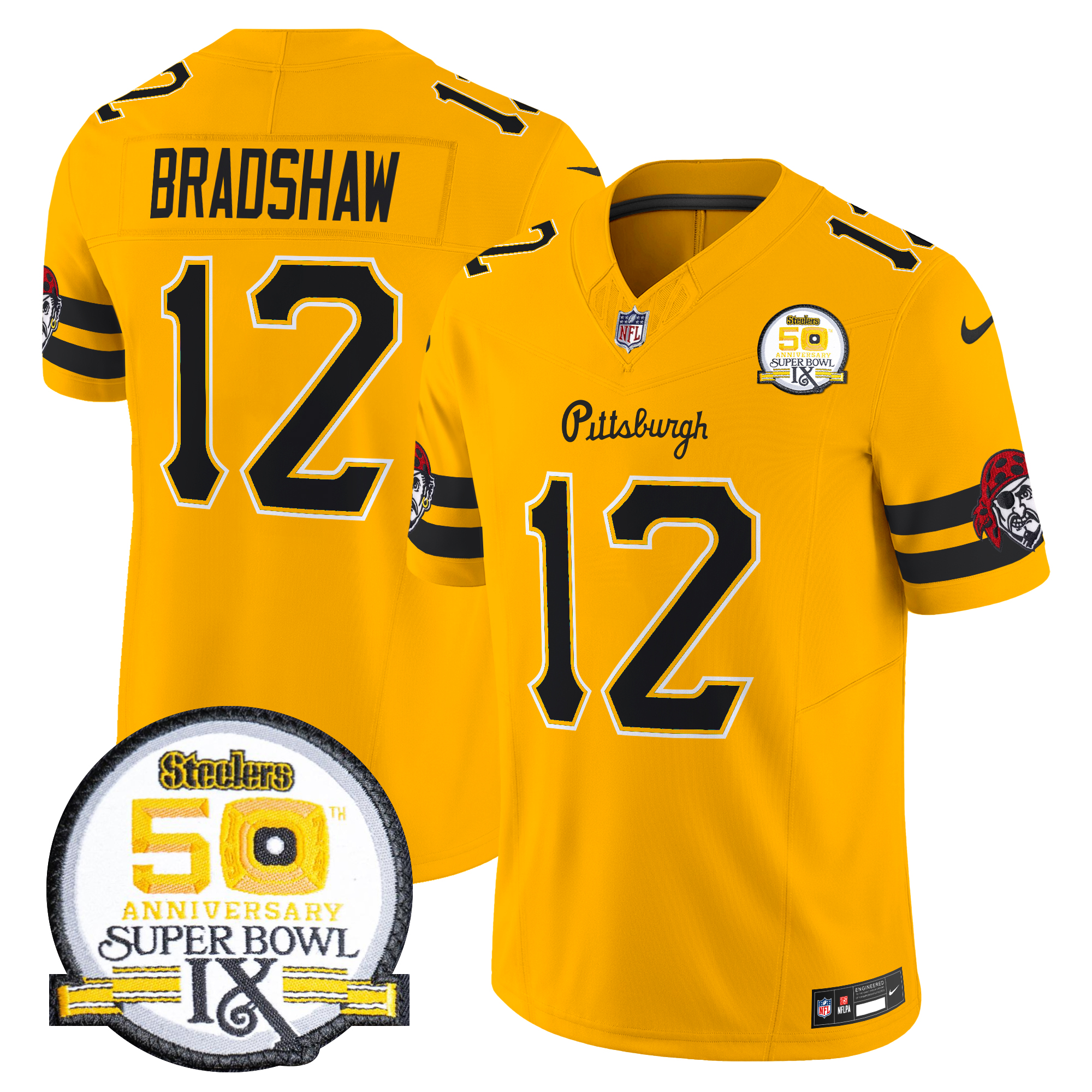 Terry Bradshaw Men's Pittsburgh Steelers 2024 Vapor Limited Gold Jersey - All Stitched