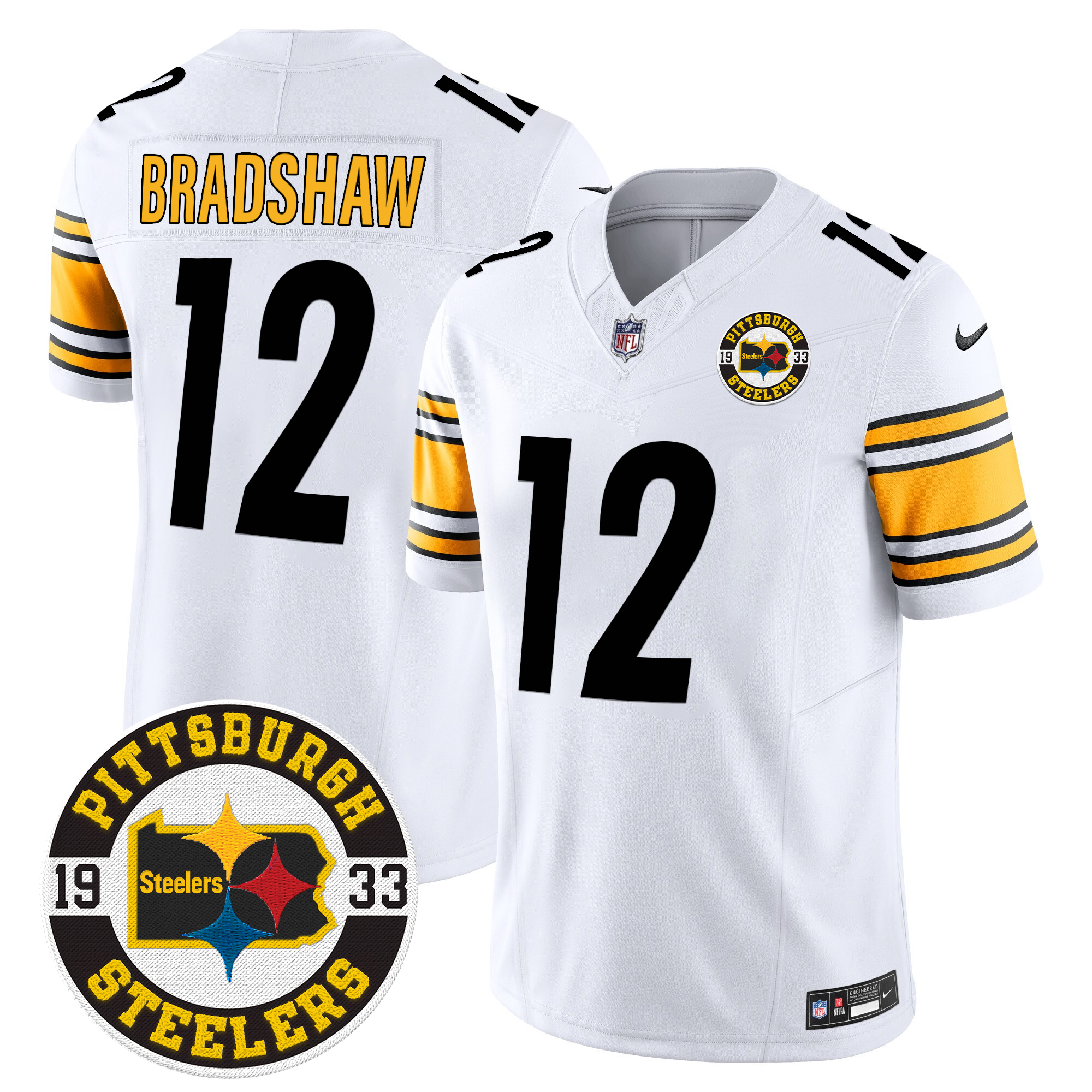Terry Bradshaw Men's Pittsburgh Steelers 2024 Vapor Limited White Jersey - All Stitched