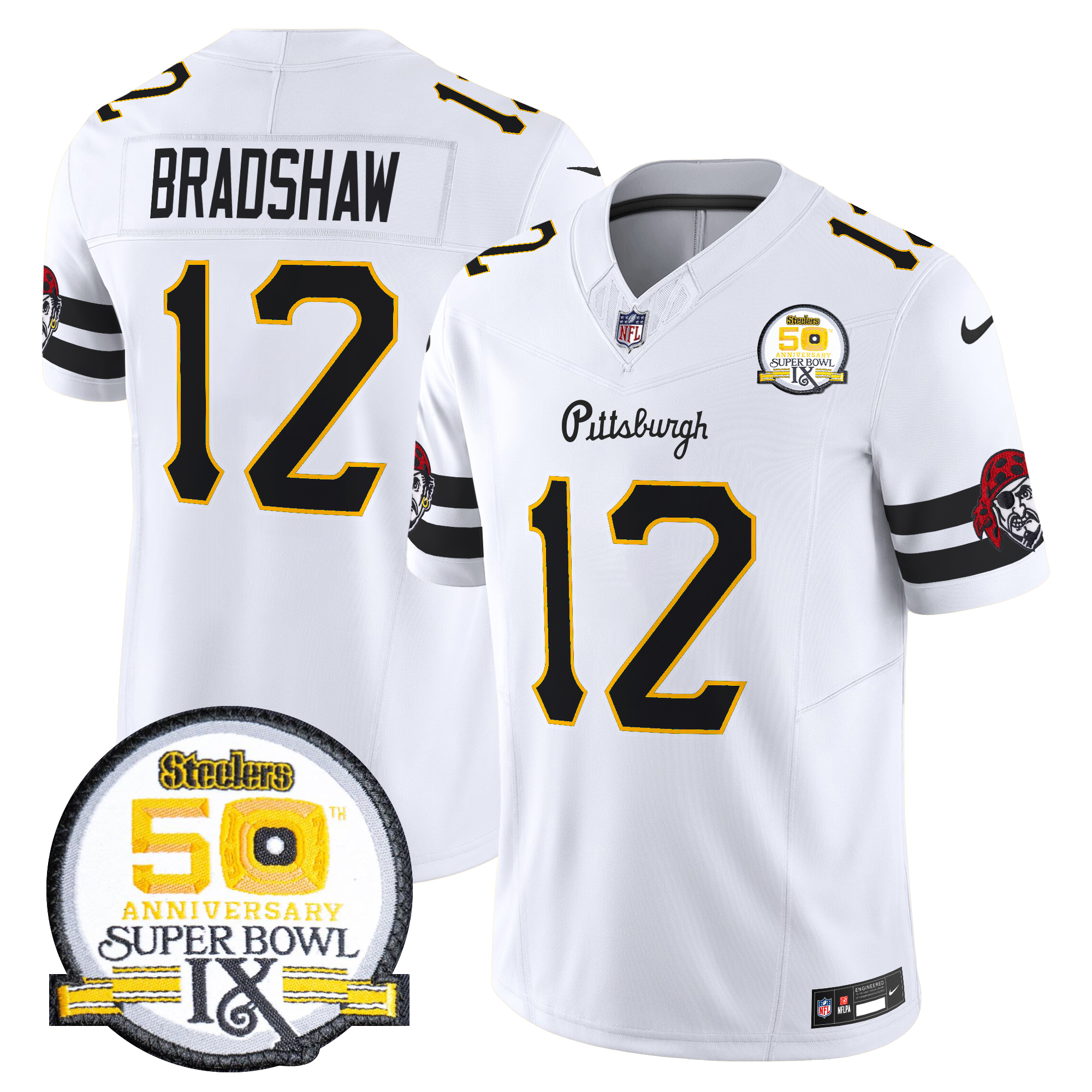 Terry Bradshaw Men's Pittsburgh Steelers 2024 Vapor Limited White Jersey - All Stitched