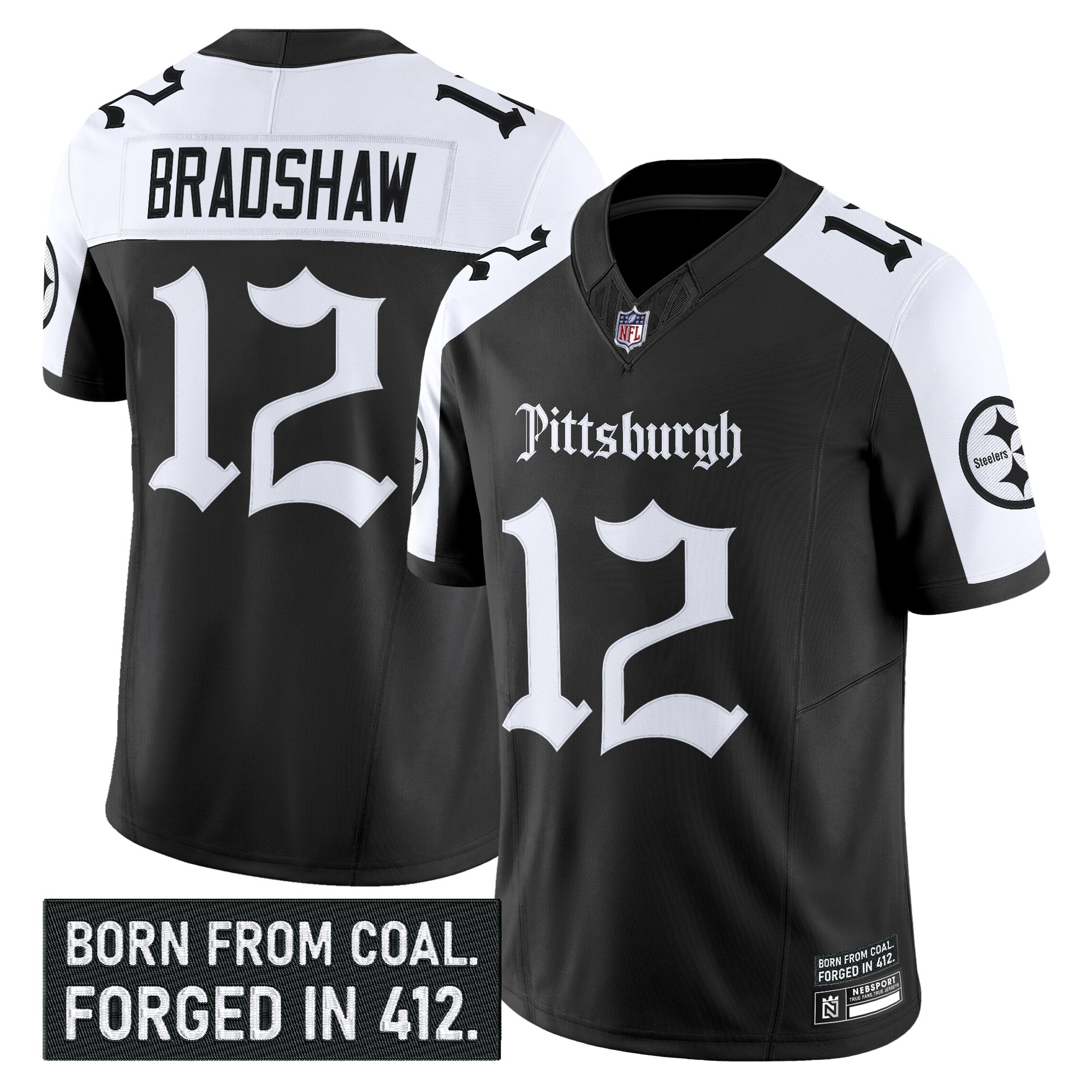 Terry Bradshaw Men's Pittsburgh Steelers 'Gothic Steel City Edition' Vapor Limited Alternate Jersey - All Stitched