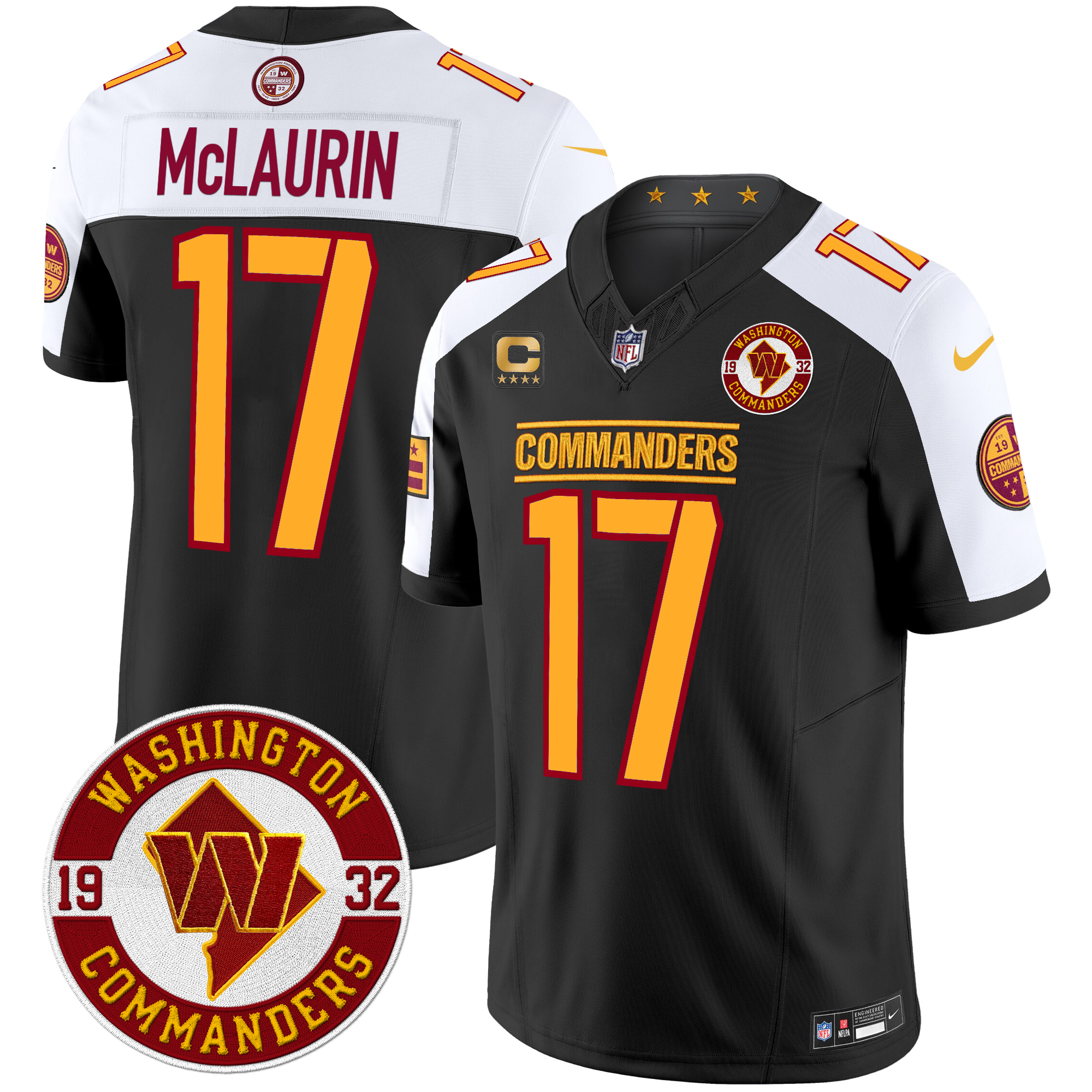 Terry McLaurin Men's Washington Commanders 2024 Vapor Limited Black Alternate Jersey - All Stitched