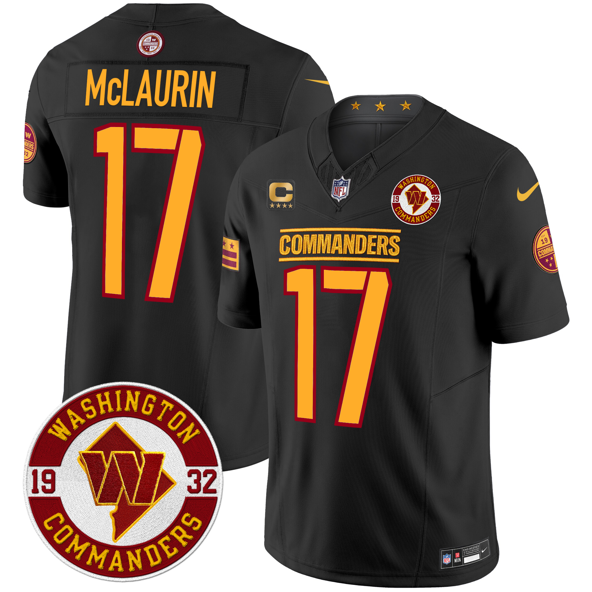 Terry McLaurin Men's Washington Commanders 2024 Vapor Limited Black Jersey - All Stitched
