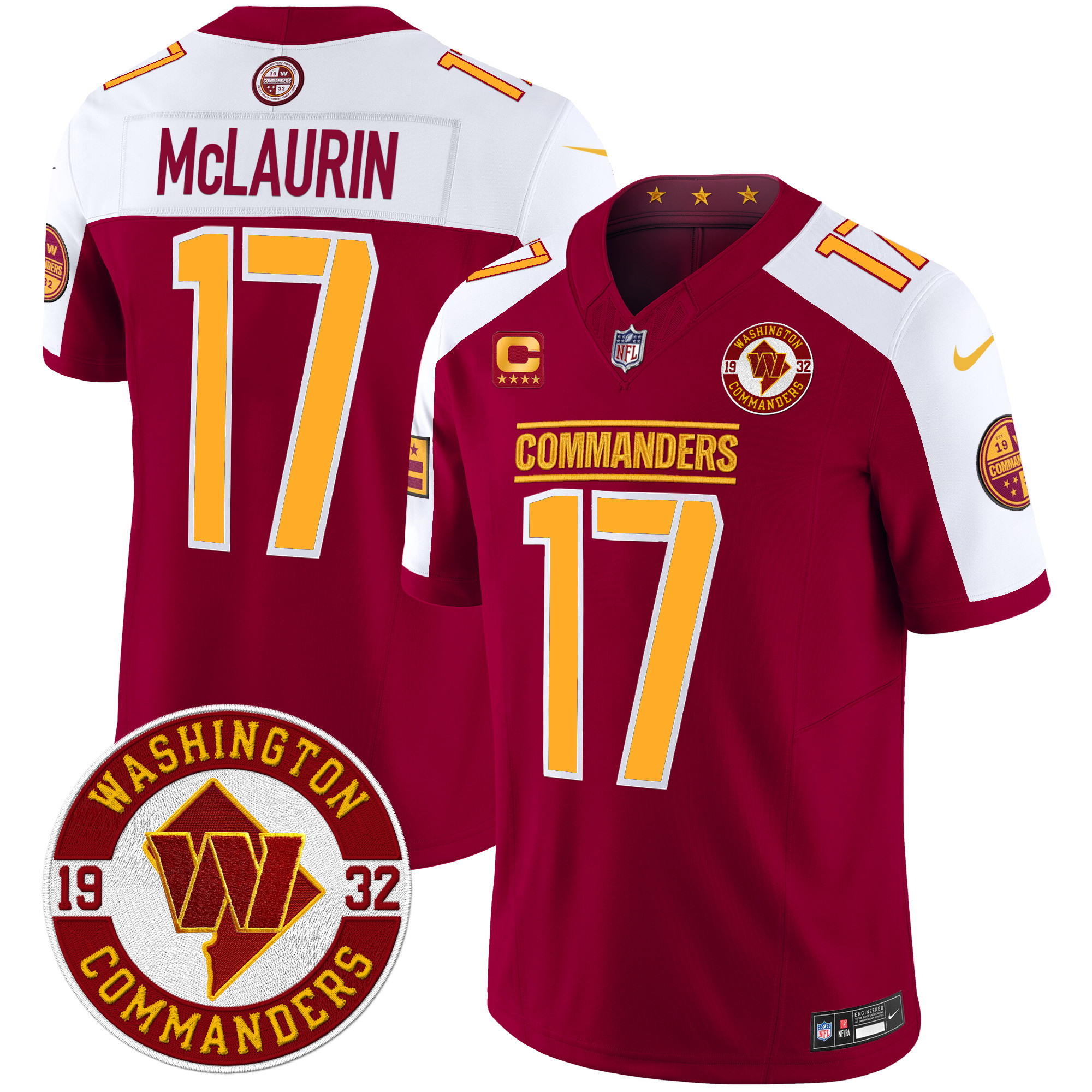 Terry McLaurin Men's Washington Commanders 2024 Vapor Limited Burgundy Alternate Jersey - All Stitched