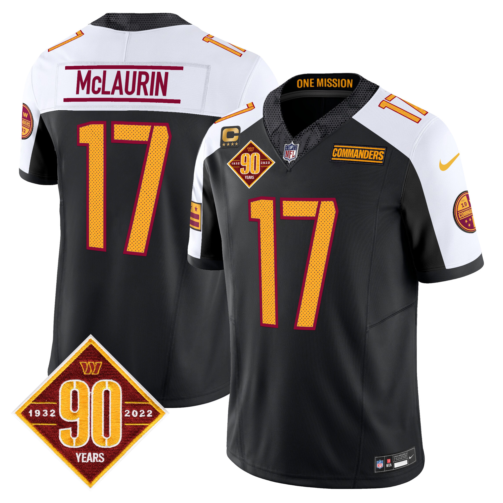 Terry McLaurin Men's Washington Commanders 90th Anniversary Vapor Limited Black Alternate Jersey - All Stitched