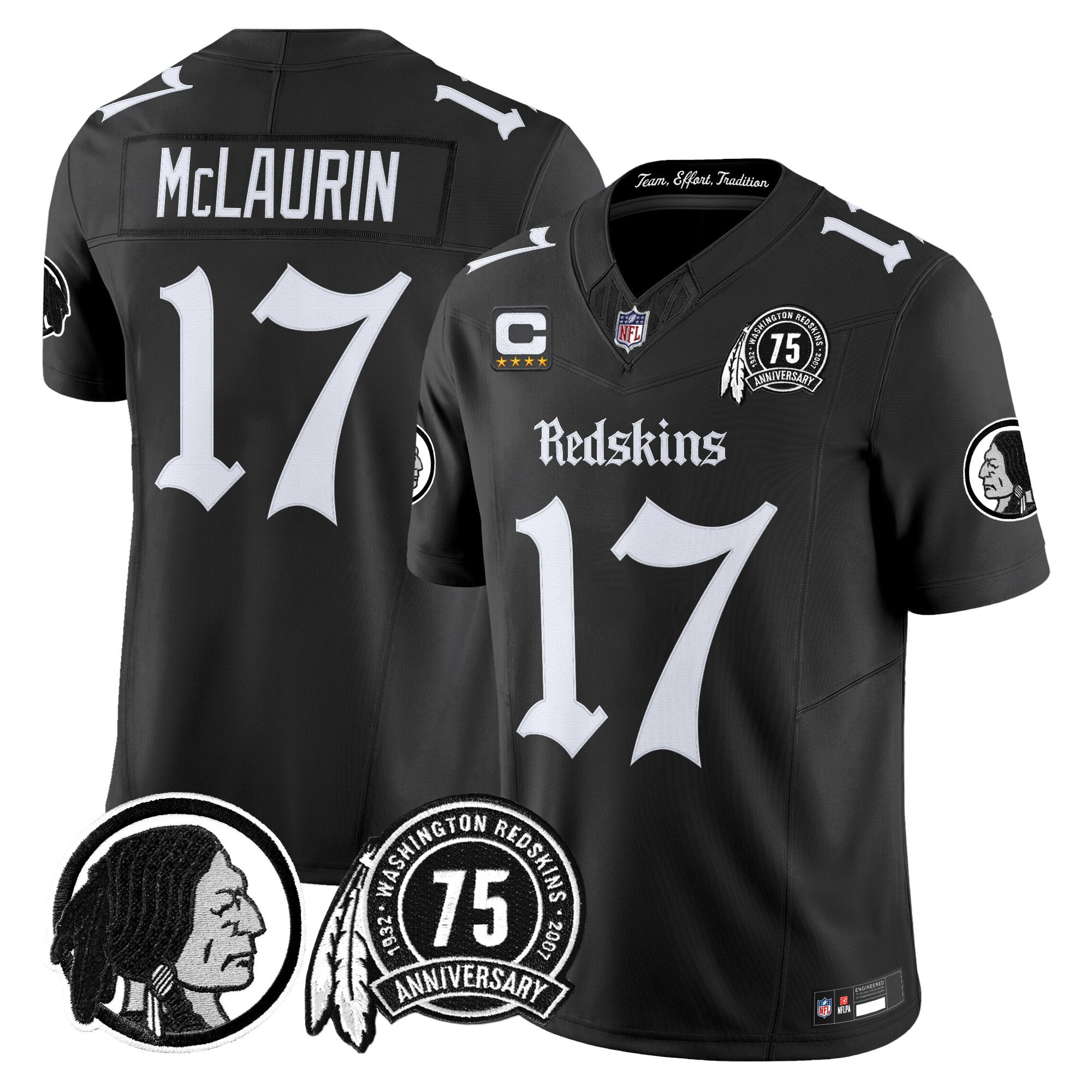 Terry McLaurin Men's Washington Commanders 'Gothic Capital Edition' Vapor Limited Black Jersey - All Stitched