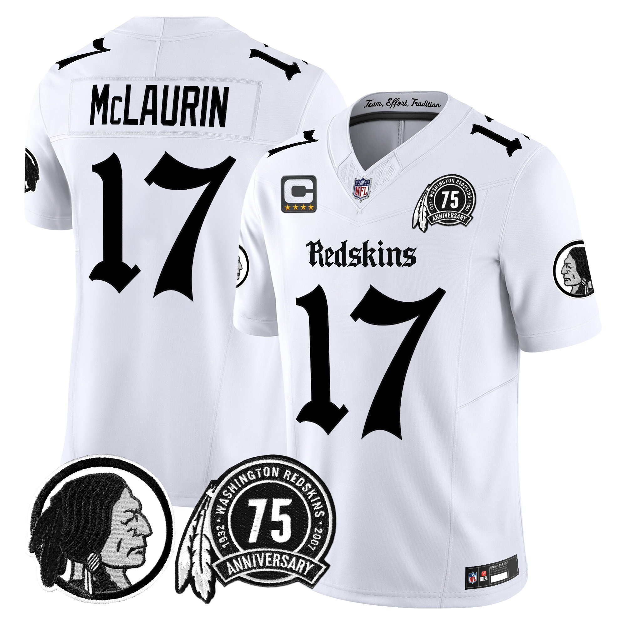 Terry McLaurin Men's Washington Commanders 'Gothic Capital Edition' Vapor Limited White Jersey - All Stitched