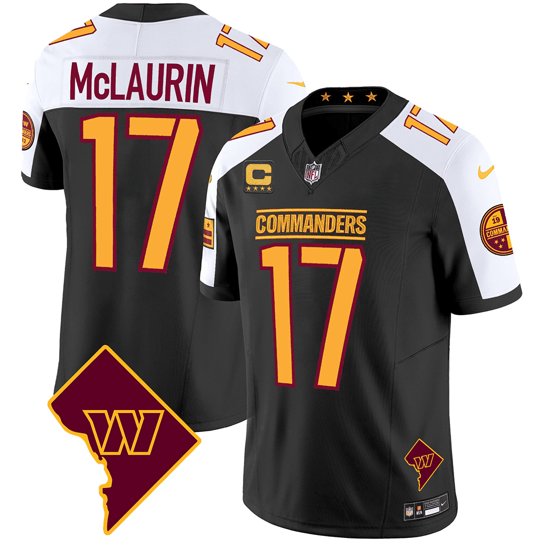 Terry McLaurin Men's Washington Commanders Washington DC Map Patch Black Alternate Jersey - All Stitched