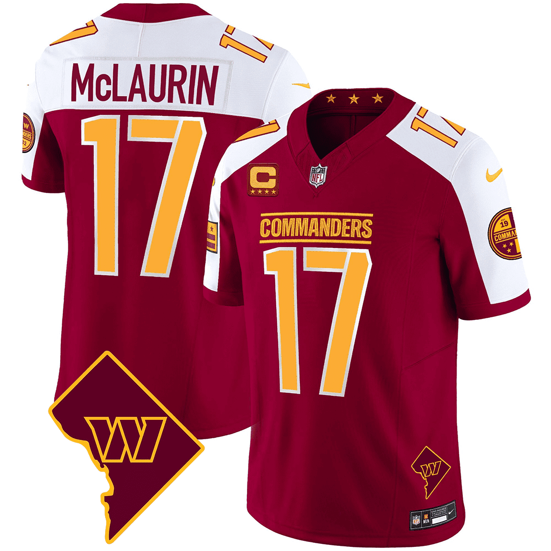 Terry McLaurin Men's Washington Commanders Washington DC Map Patch Burgundy Alternate Jersey - All Stitched