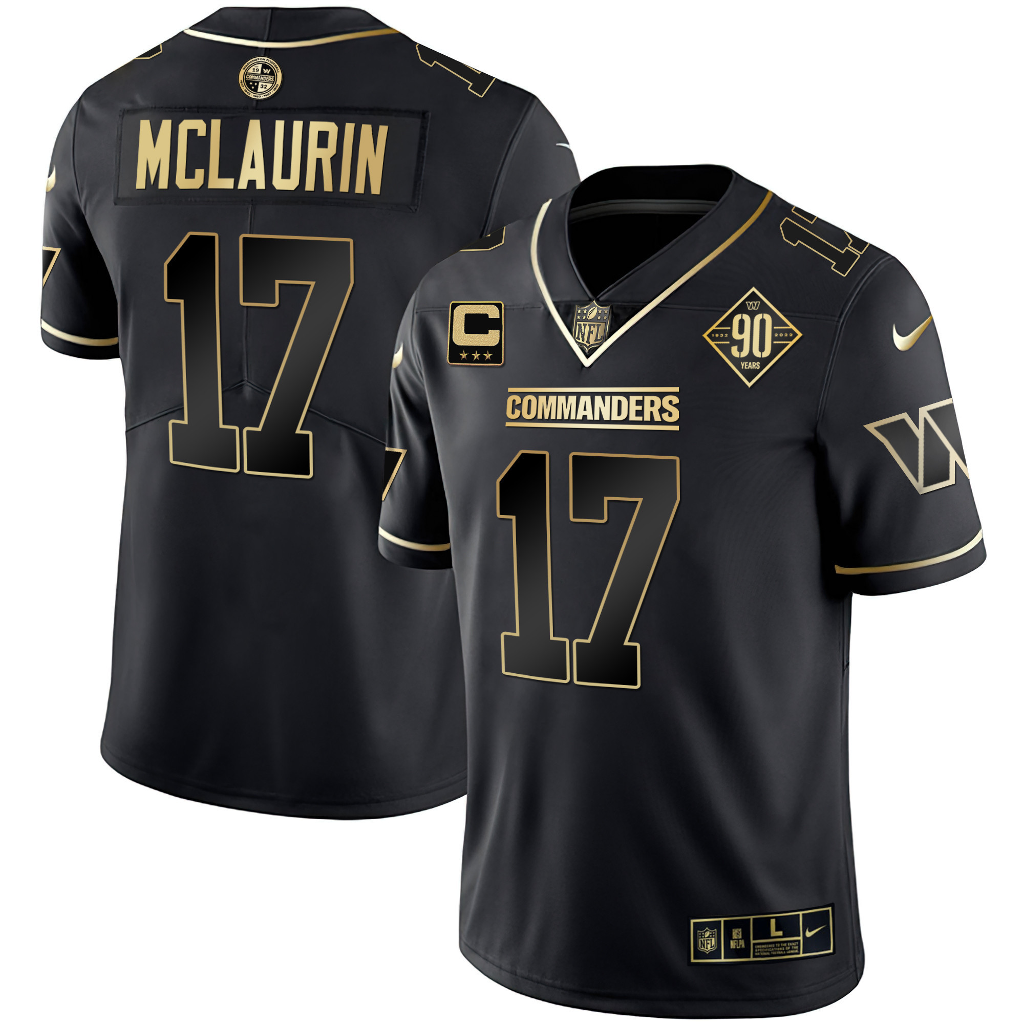 Terry McLaurin Men's Washington Commanders White Gold & Black Gold Vapor Limited Black Gold Jersey - All Stitched