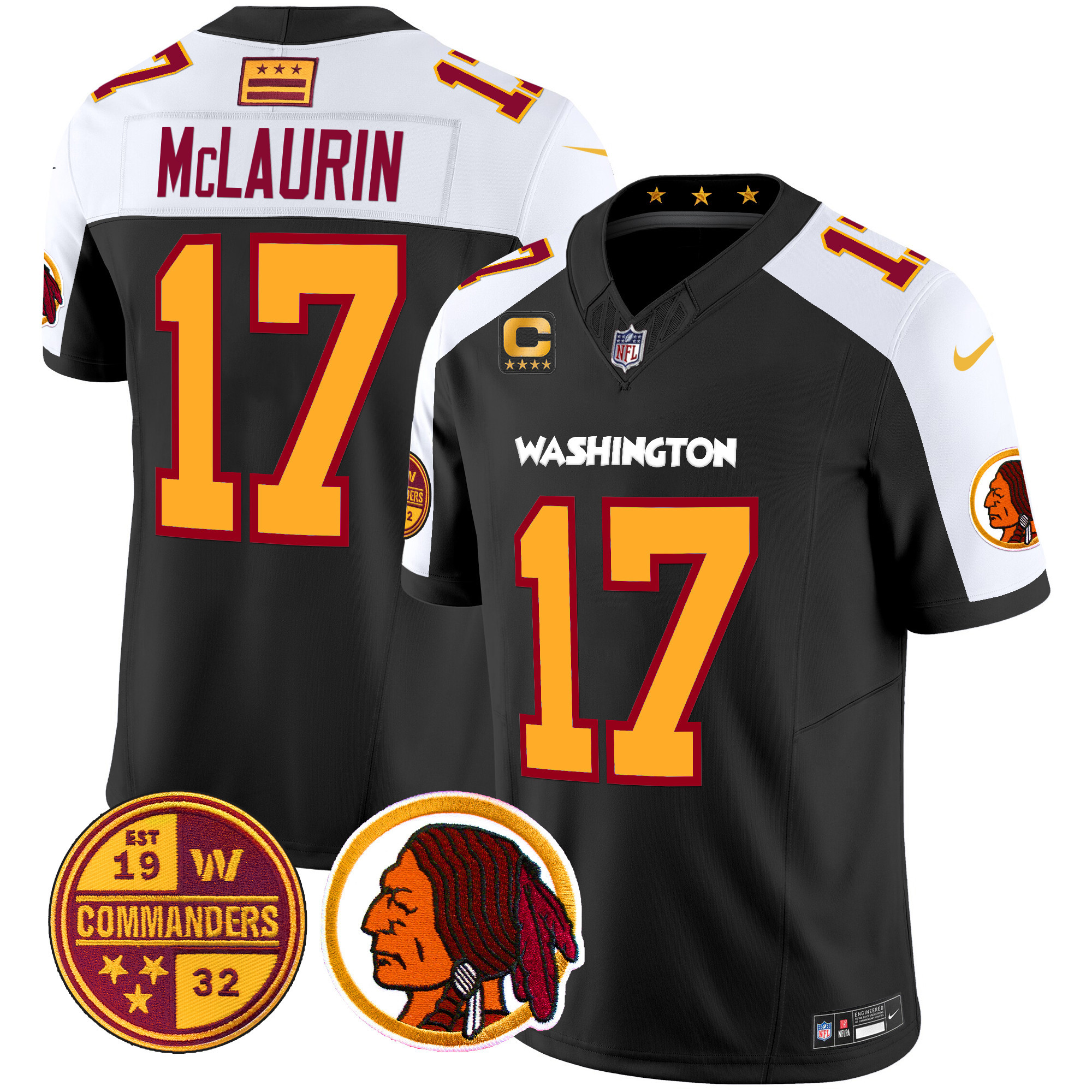 Terry Mclaurin Men's Washington Half Washington Redskins & Washington Commanders Vapor Limited Black Alternate Jersey - All Stitched
