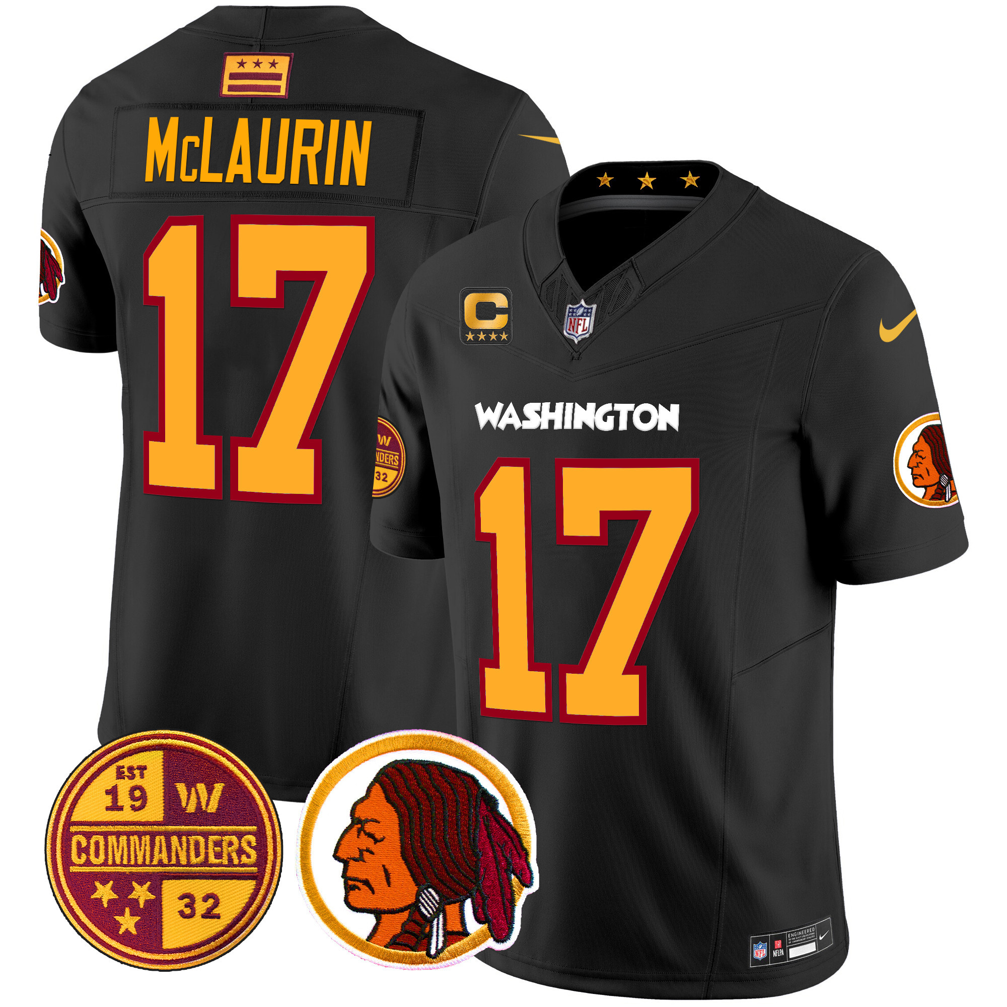 Terry Mclaurin Men's Washington Half Washington Redskins & Washington Commanders Vapor Limited Black Jersey - All Stitched