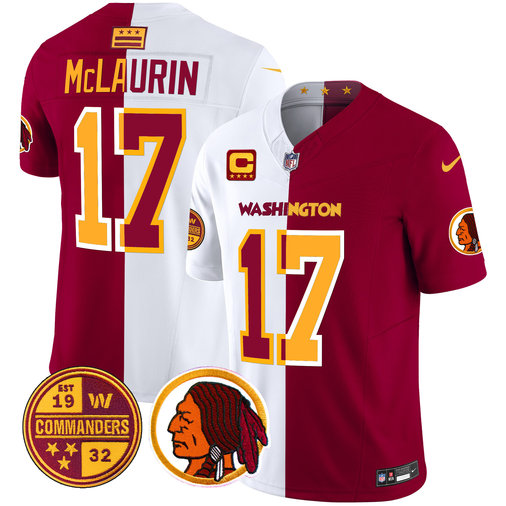 Terry Mclaurin Men's Washington Half Washington Redskins & Washington Commanders Vapor Limited Half Jersey - All Stitched