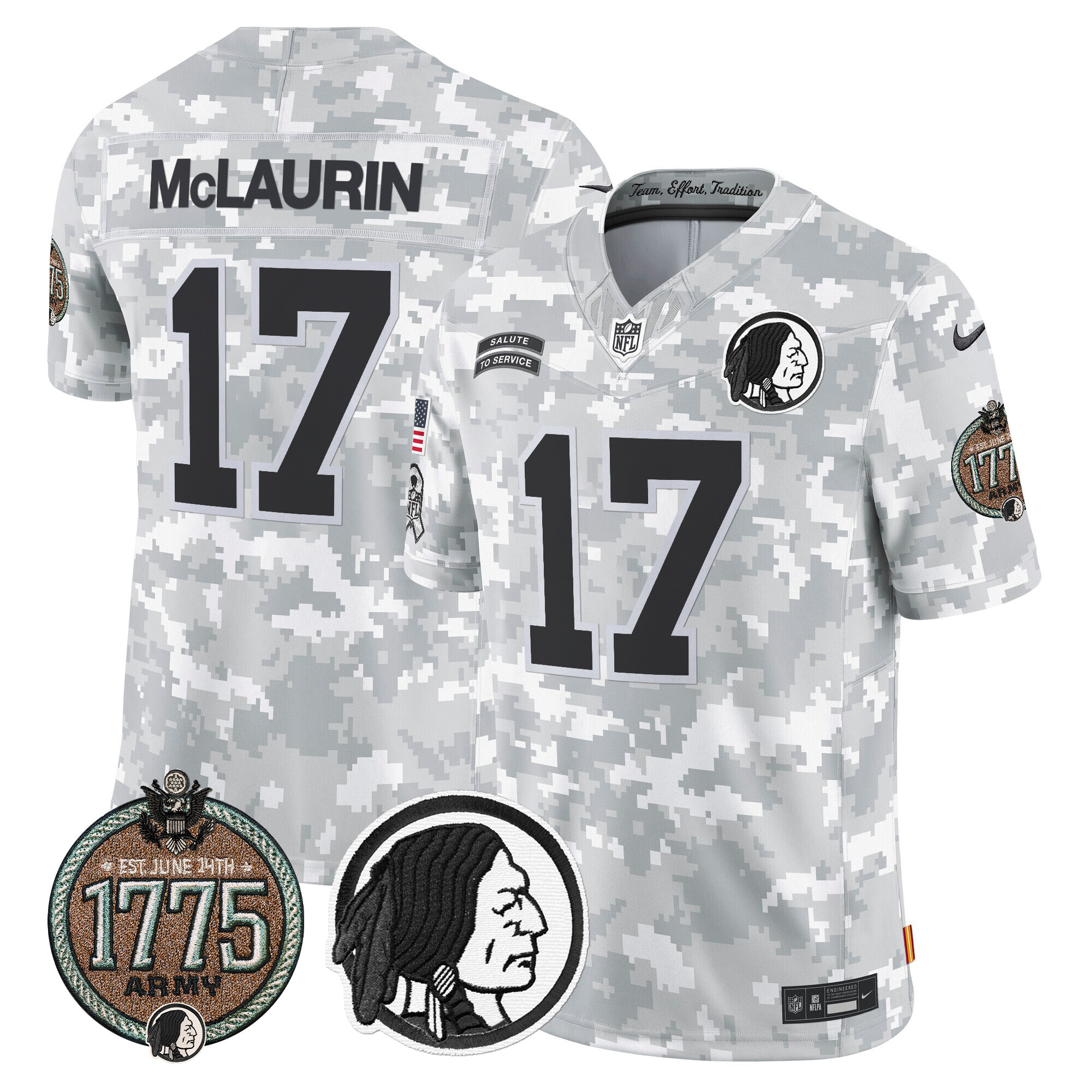 Terry McLaurin Men's Washington Redskins 2024 Salute to Service Establishment Year Patch Vapor Limited Army Jersey - All Stitched