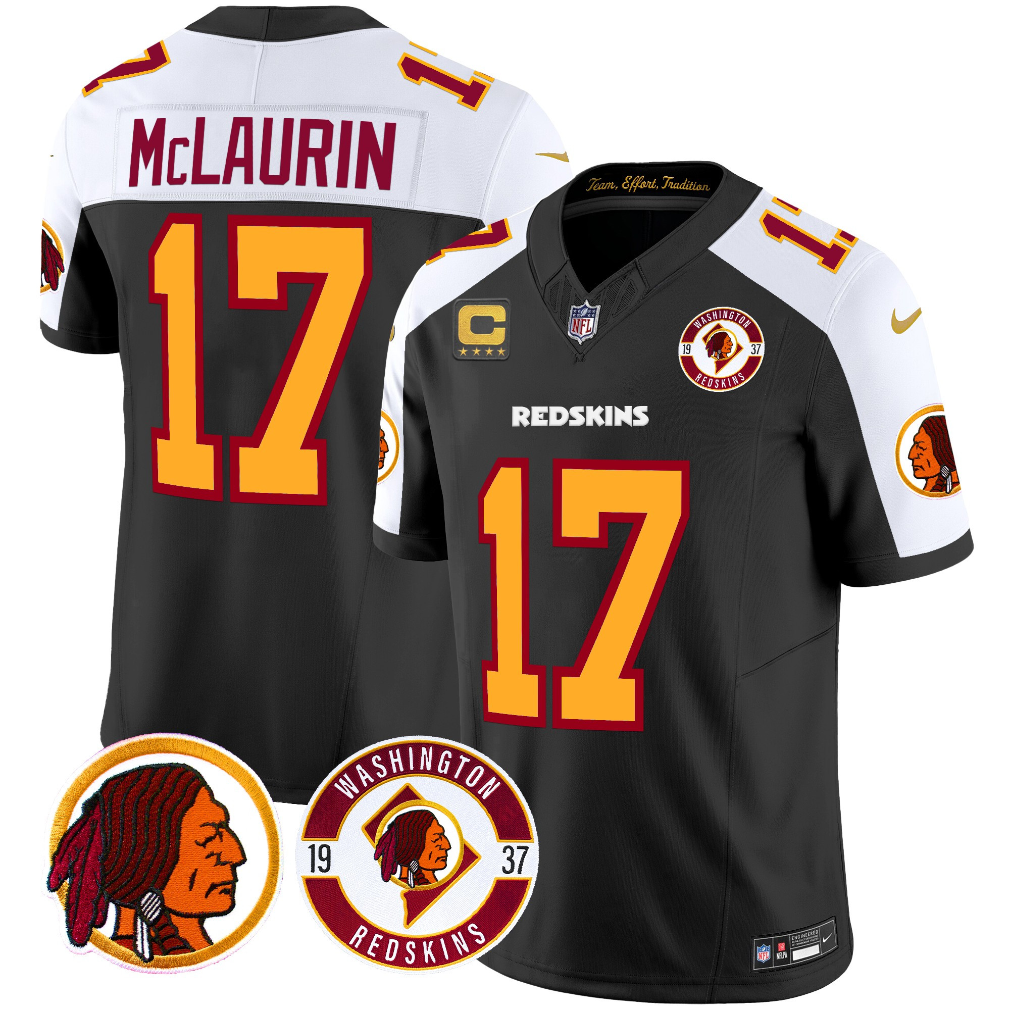 Terry McLaurin Men's Washington Redskins 2024 Vapor Limited Black Alternate Jersey - All Stitched