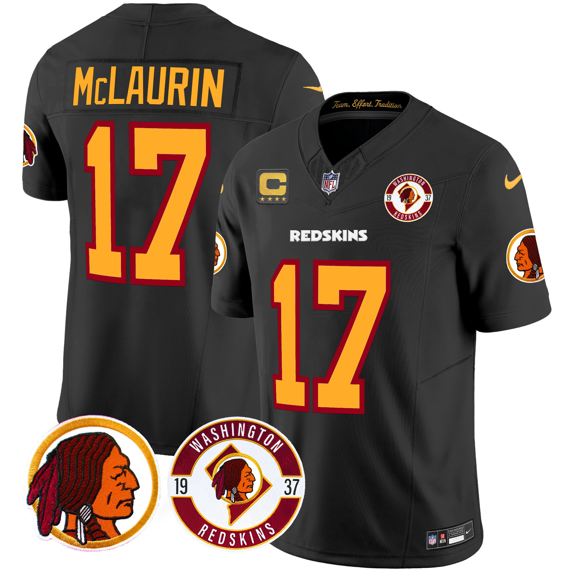 Terry McLaurin Men's Washington Redskins 2024 Vapor Limited Black Jersey - All Stitched