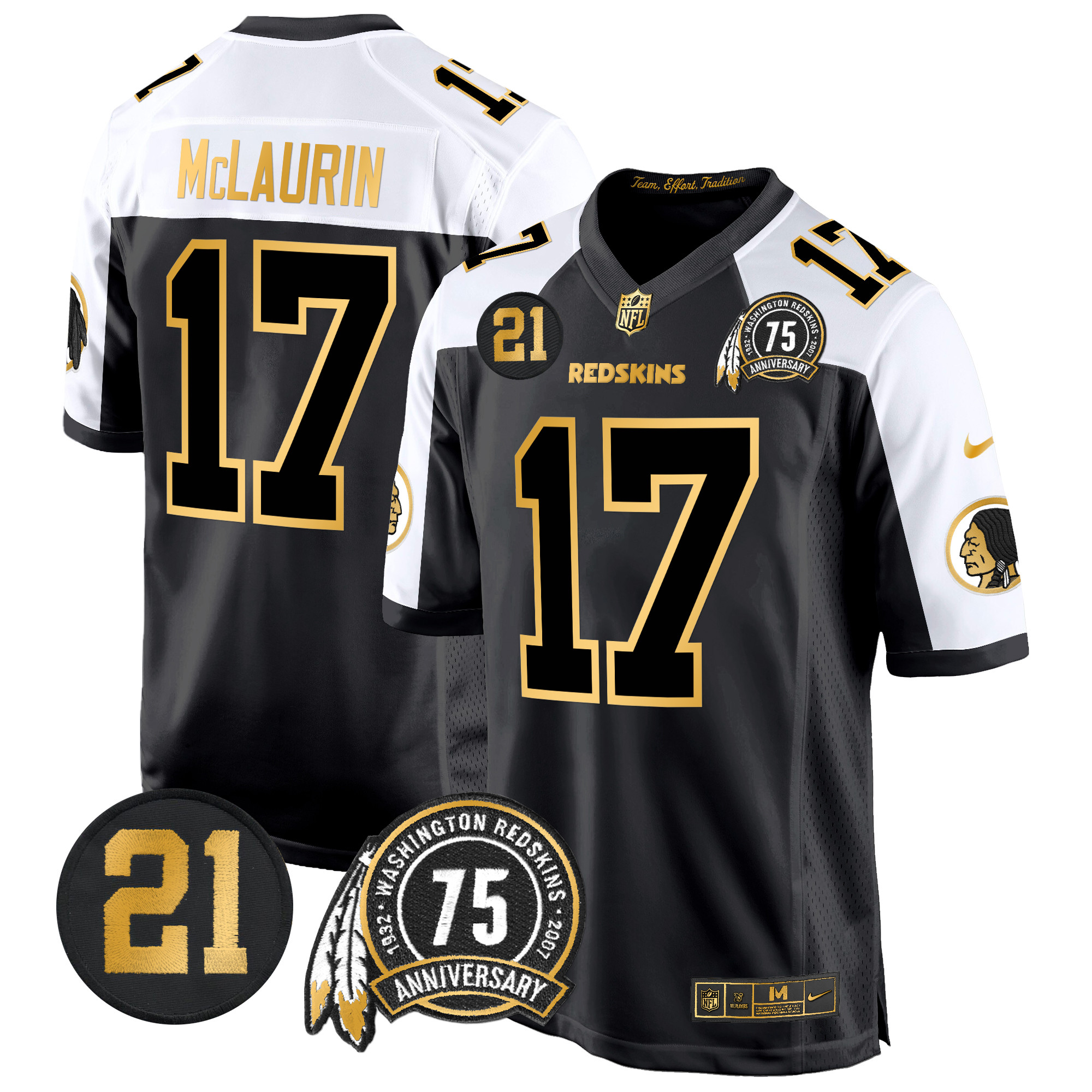 Terry McLaurin Men's Washington Redskins 75th & Sean Taylor Patch Gold Game Alternate Jersey - All Stitched