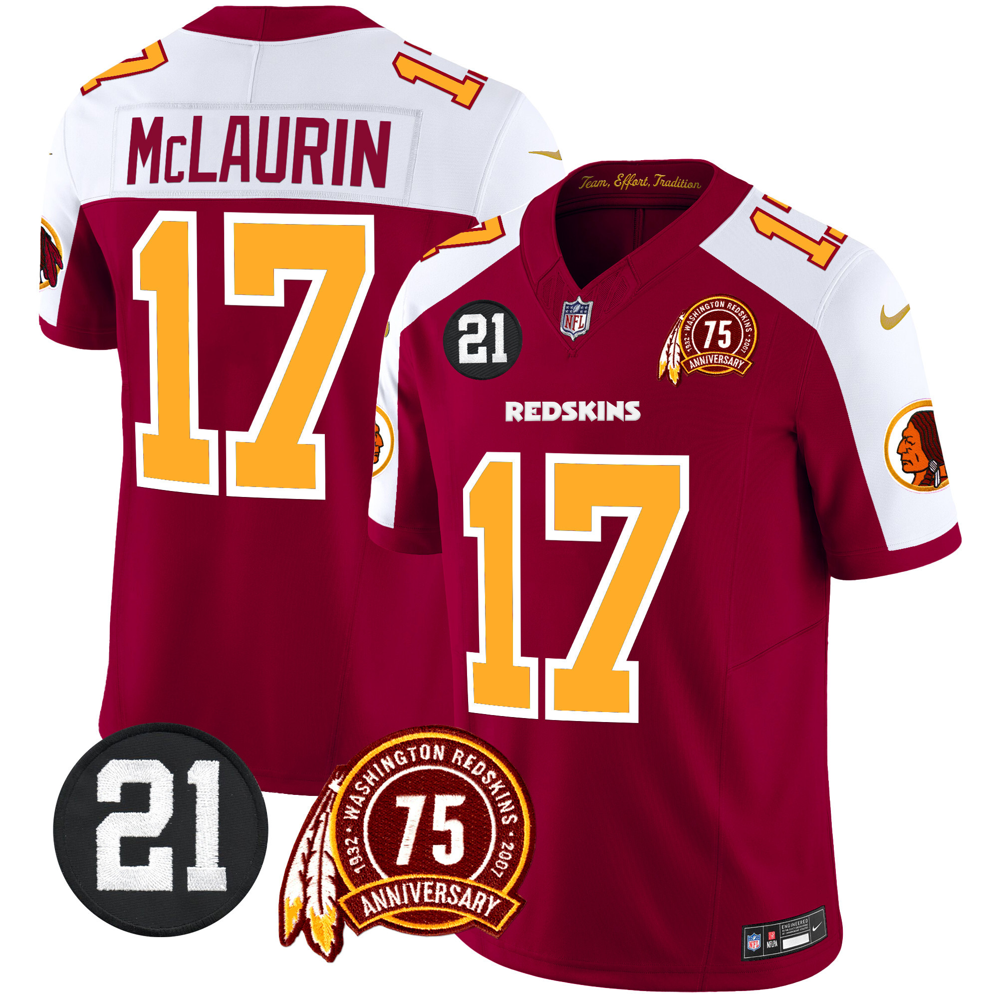 Terry McLaurin Men's Washington Redskins 75th & Sean Taylor Patch Vapor Limited Burgundy Alternate Jersey - All Stitched