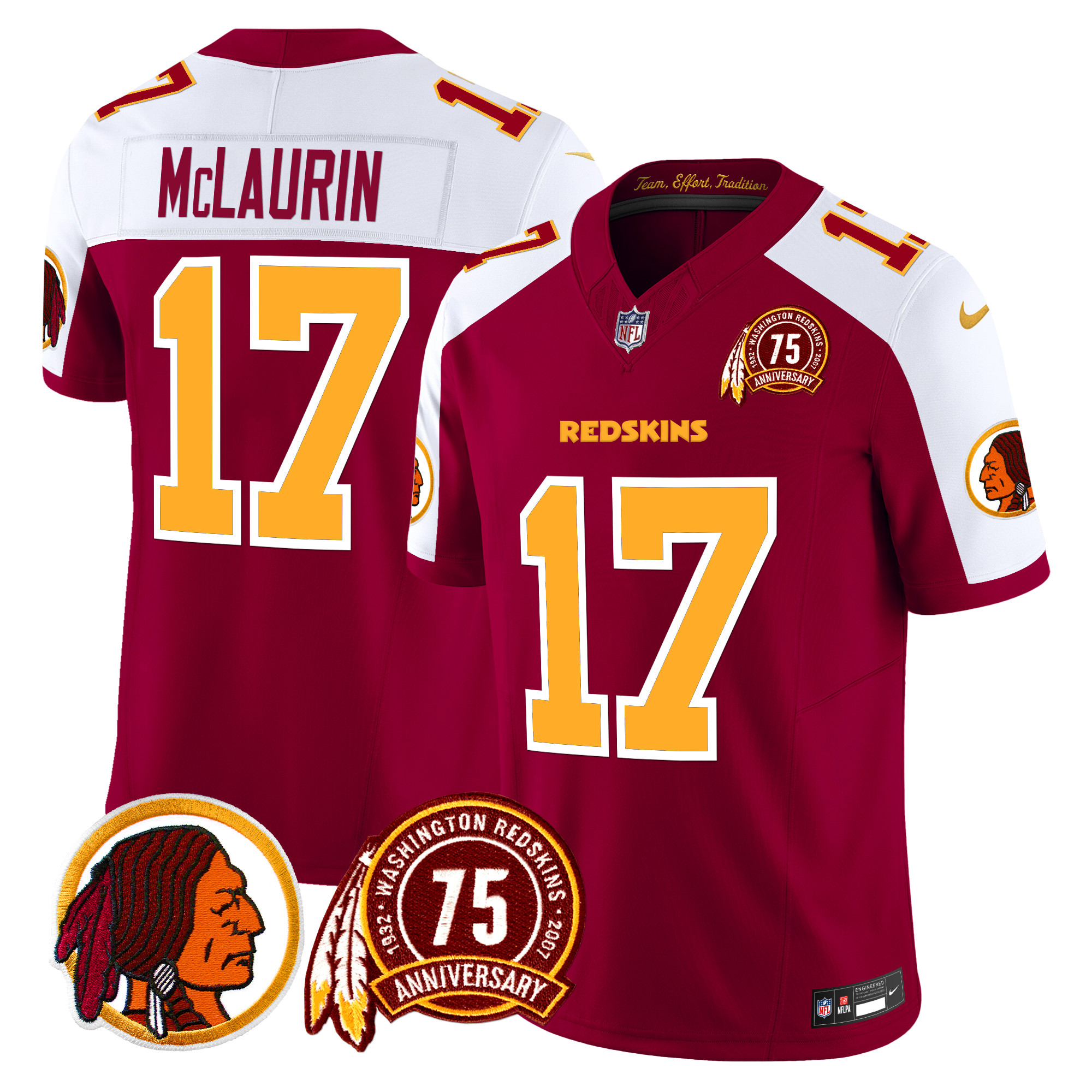 Terry McLaurin Men's Washington Redskins 75th Patch Vapor Limited Burgundy Alternate Jersey - All Stitched
