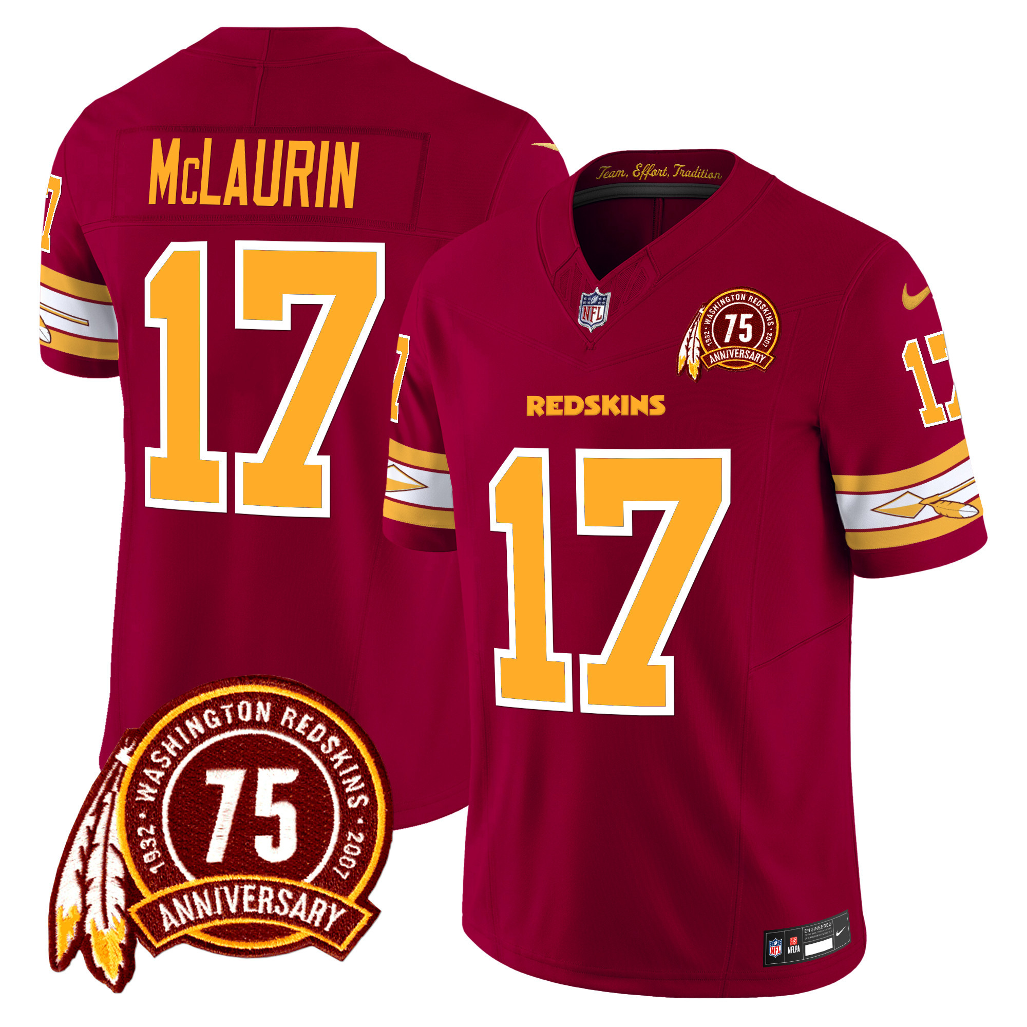 Terry McLaurin Men's Washington Redskins 75th Patch Vapor Limited Burgundy Jersey - All Stitched