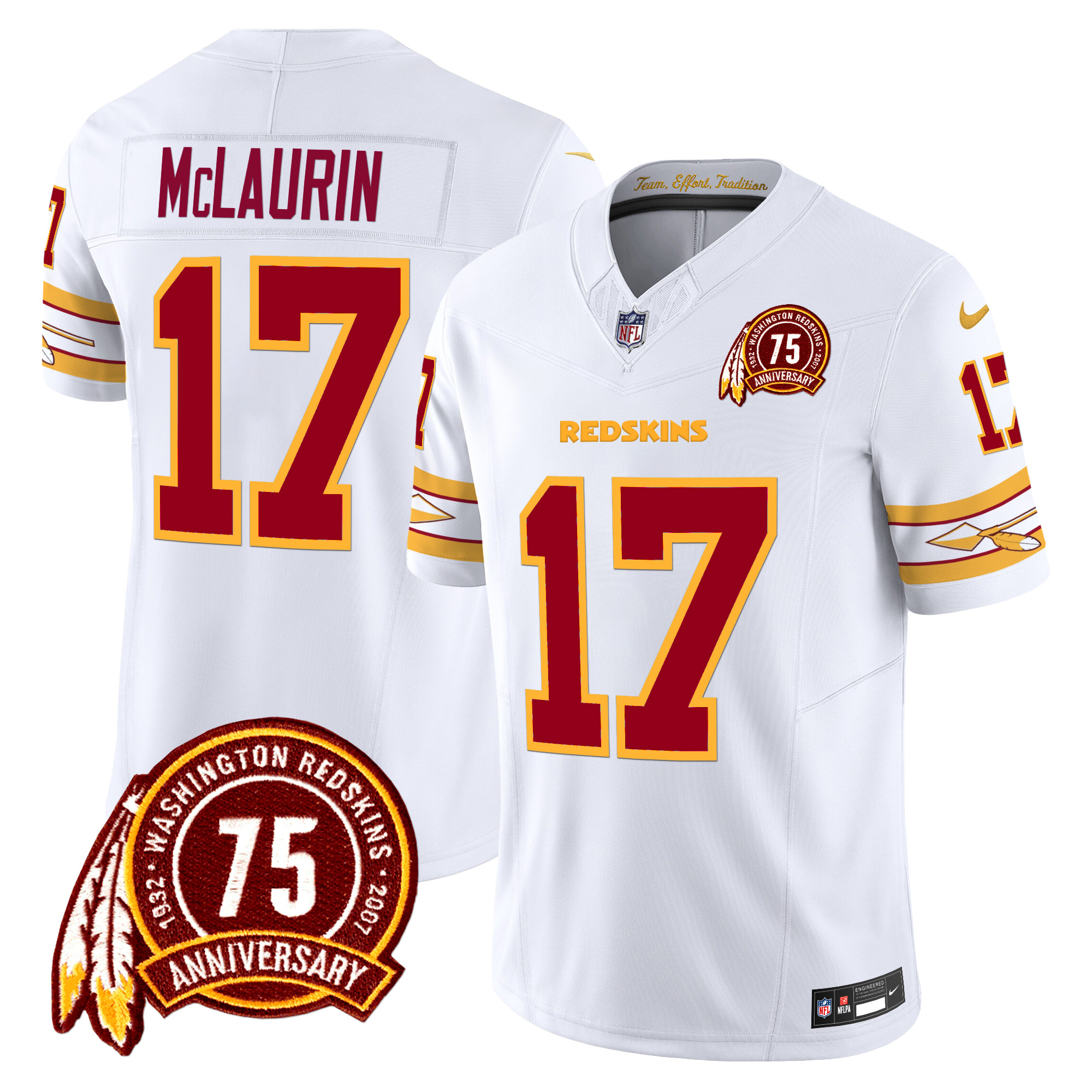Terry McLaurin Men's Washington Redskins 75th Patch Vapor Limited White Jersey - All Stitched