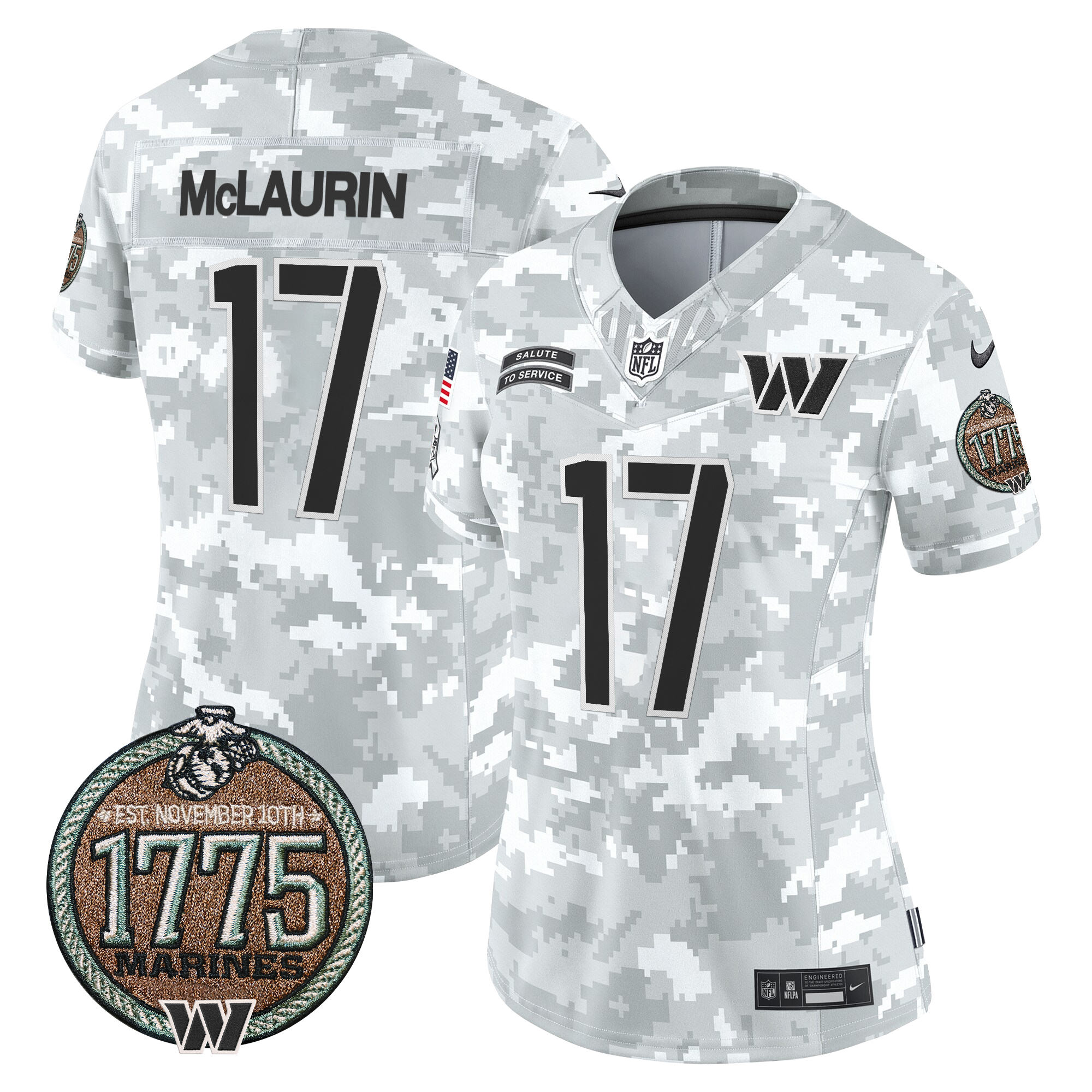 Terry McLaurin Women's Washington Commanders 2024 Salute to Service Establishment Year Patch Vapor Limited Marines Jersey - All Stitched