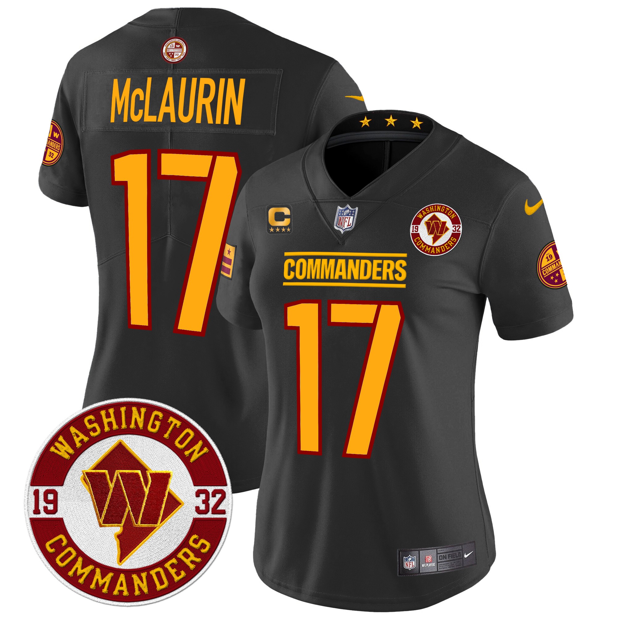 Terry McLaurin Women's Washington Commanders 2024 Vapor Limited Black Jersey - All Stitched