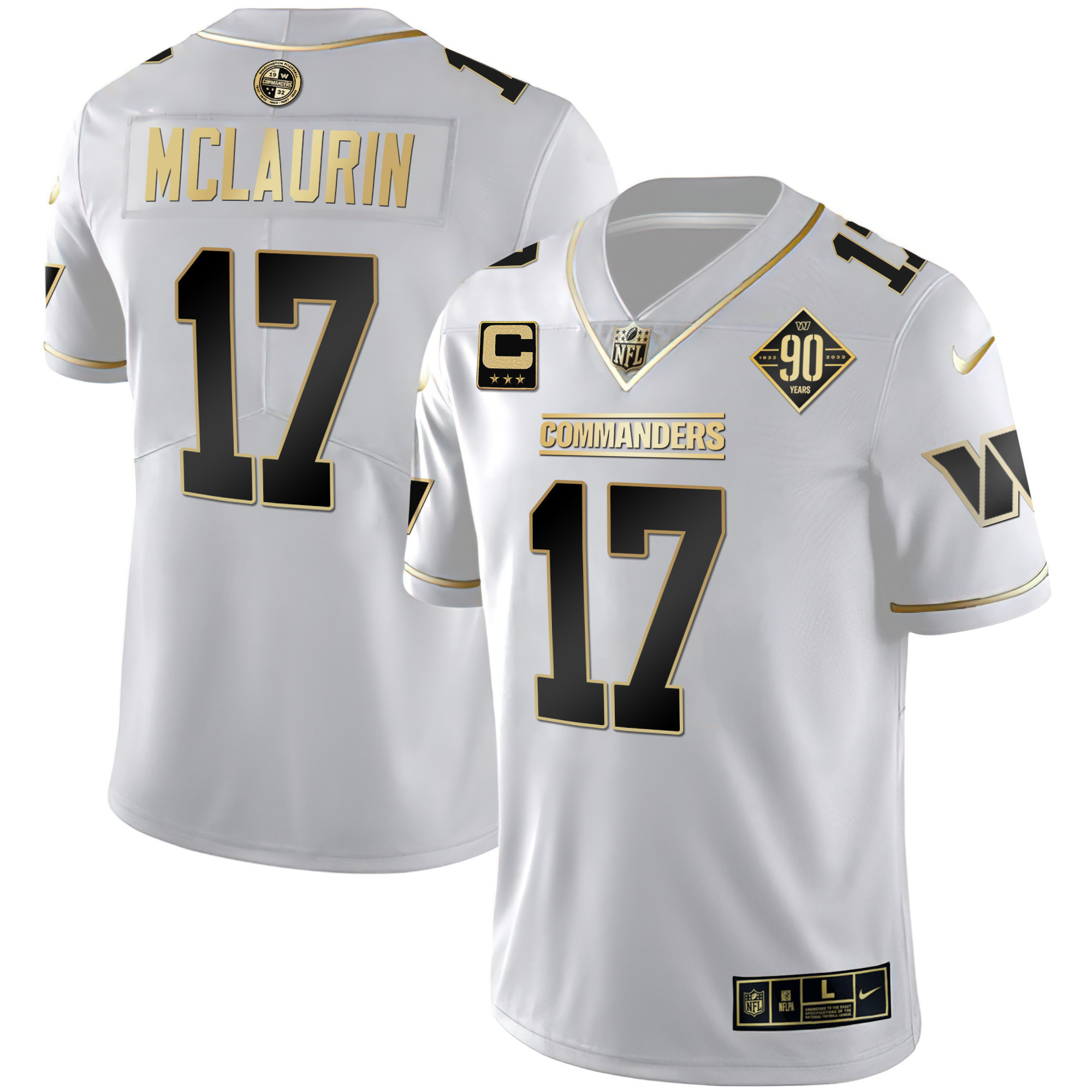 Terry McLaurin Women's Washington Commanders White Gold & Black Gold Vapor Limited White Gold Jersey - All Stitched