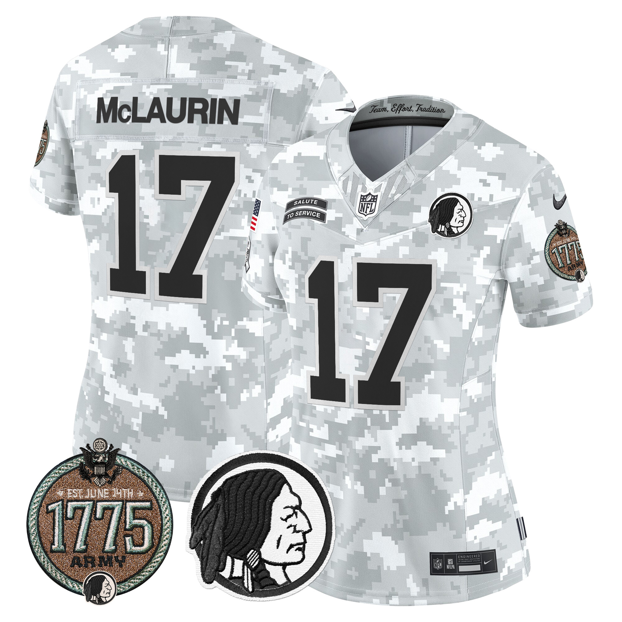Terry McLaurin Women's Washington Redskins 2024 Salute to Service Establishment Year Patch Vapor Limited Army Jersey - All Stitched