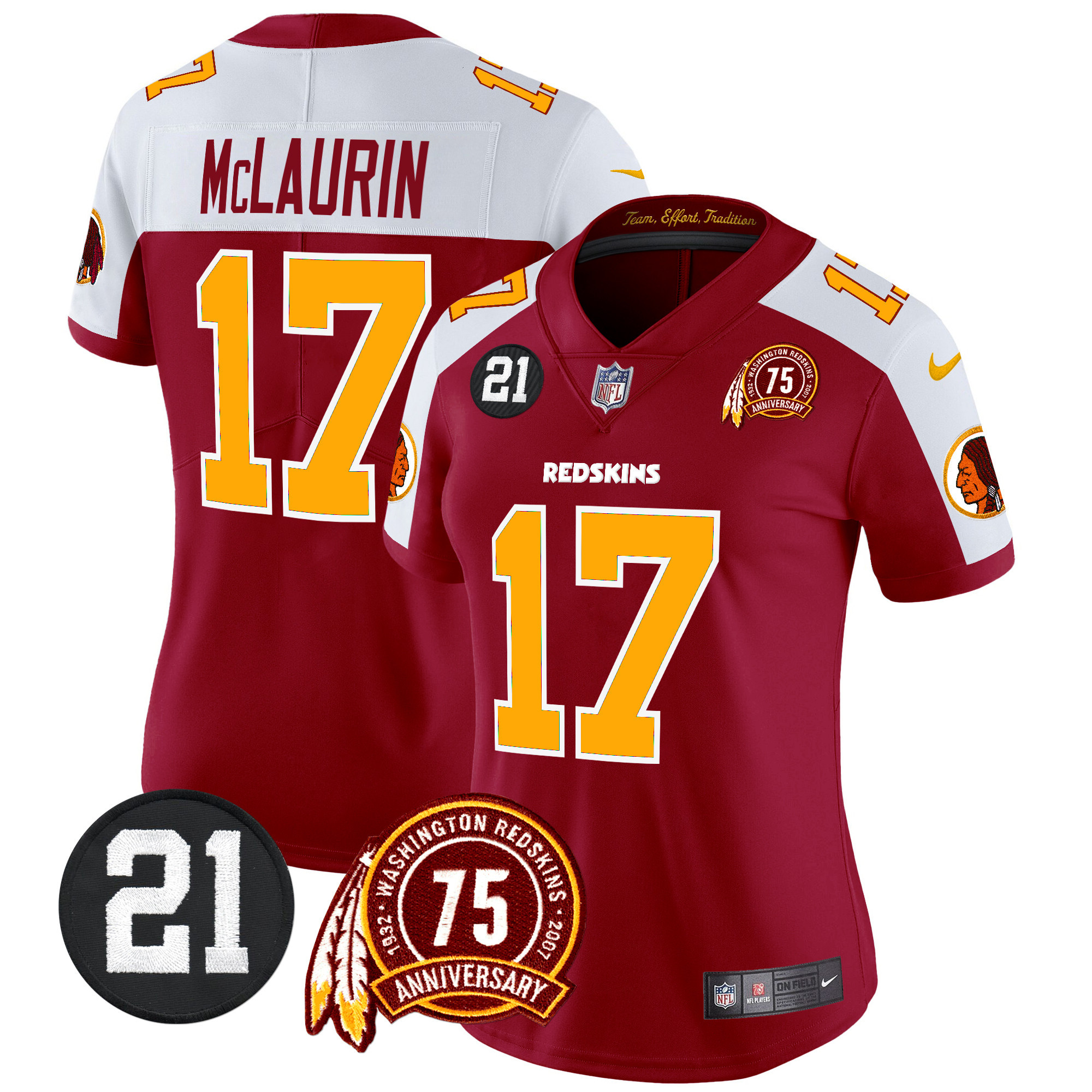 Terry Mclaurin Women's Washington Redskins 75th & Sean Taylor Patch Vapor Limited Burgundy Alternate Jersey - All Stitched