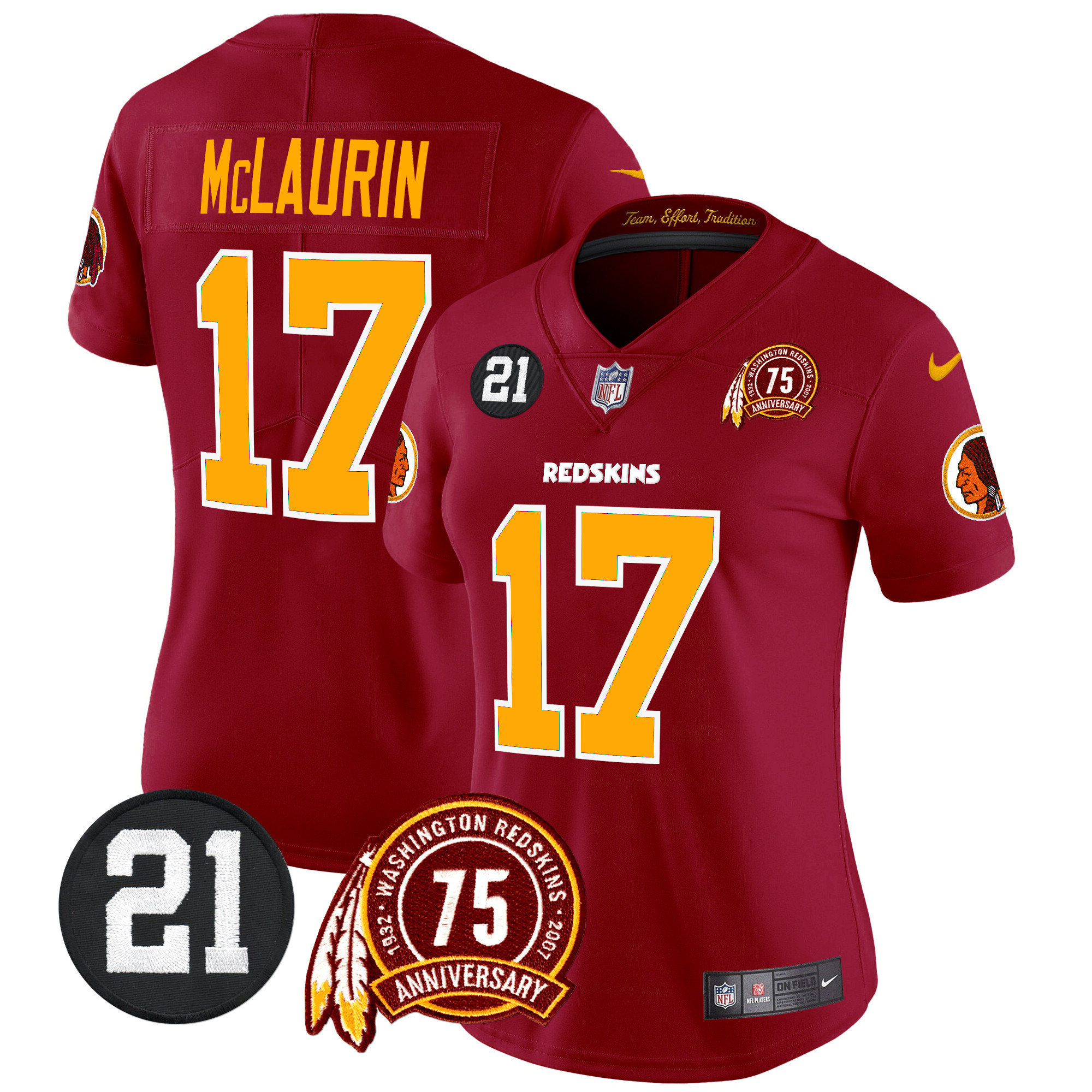 Terry Mclaurin Women's Washington Redskins 75th & Sean Taylor Patch Vapor Limited Burgundy Jersey - All Stitched
