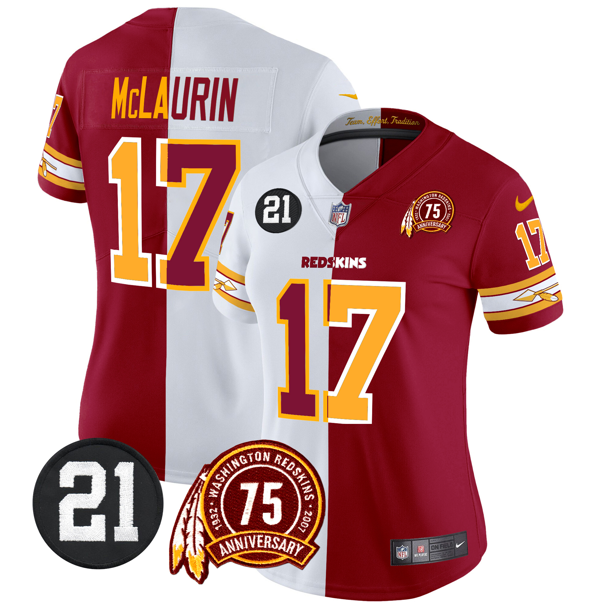 Terry McLaurin Women's Washington Redskins 75th & Sean Taylor Patch Vapor Limited Half Jersey - All Stitched