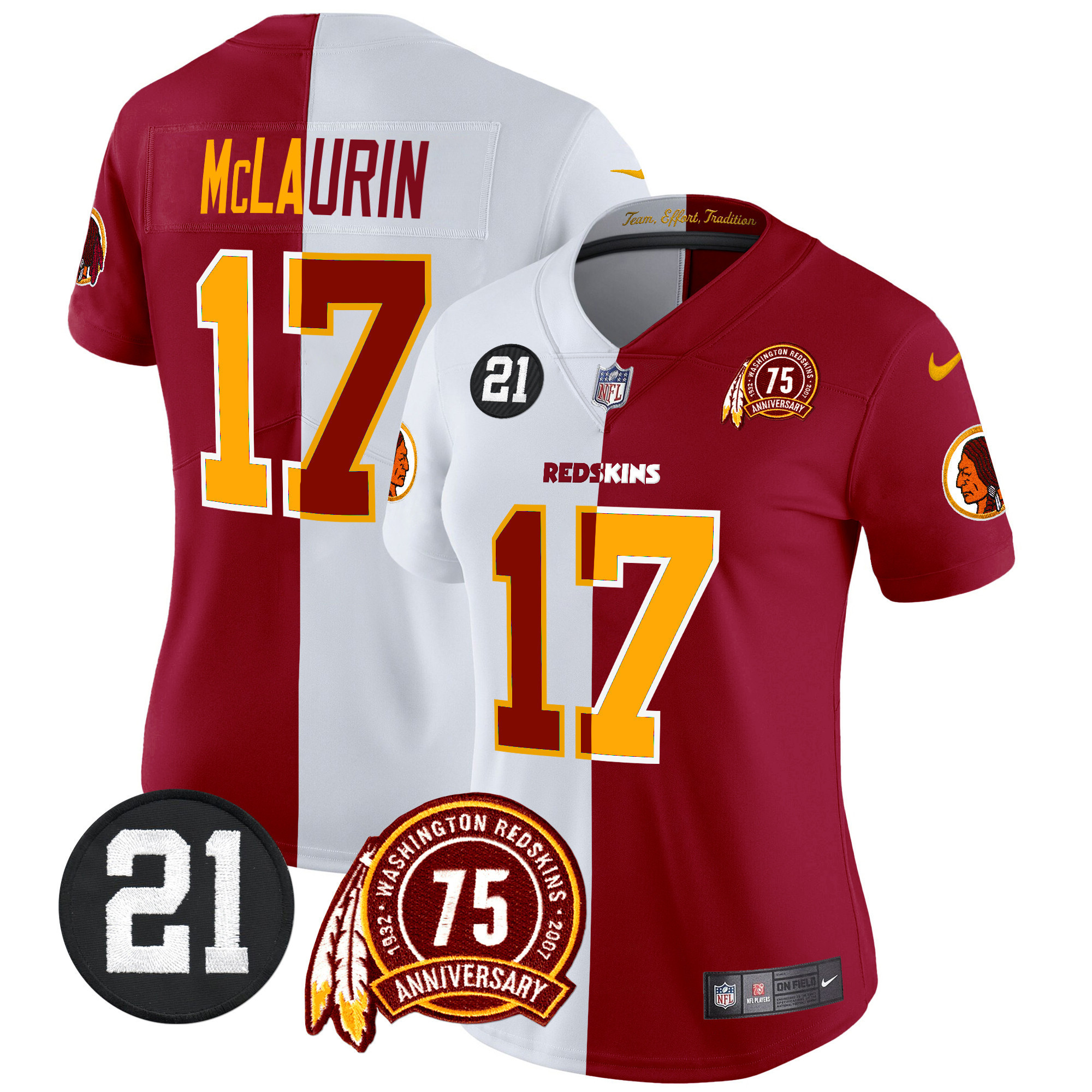 Terry Mclaurin Women's Washington Redskins 75th & Sean Taylor Patch Vapor Limited Half Jersey - All Stitched