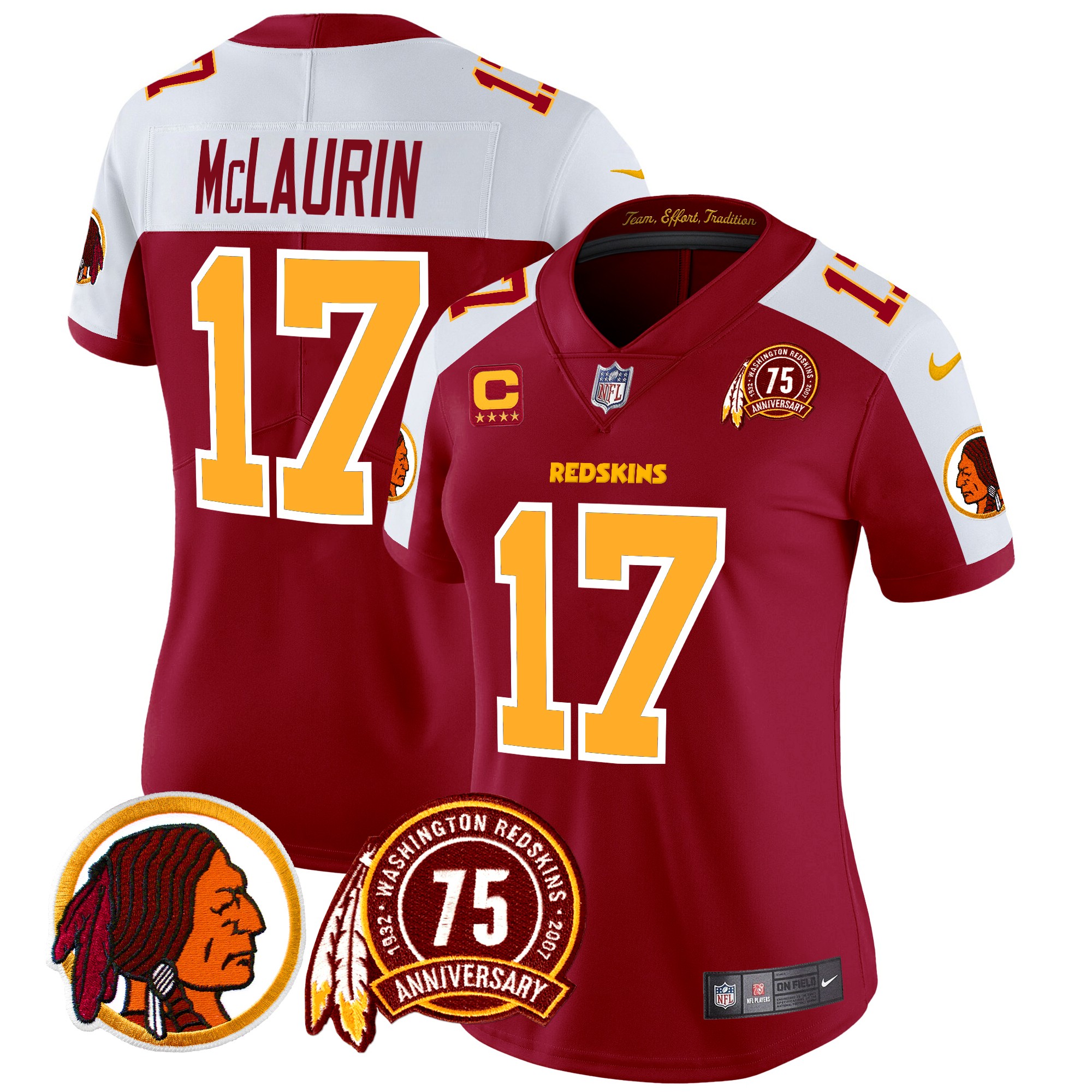 Terry McLaurin Women's Washington Redskins 75th Patch Vapor Limited Burgundy Alternate Jersey - All Stitched