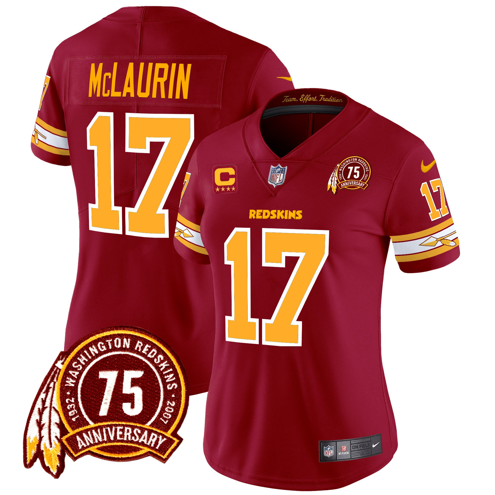 Terry McLaurin Women's Washington Redskins 75th Patch Vapor Limited Burgundy Jersey - All Stitched