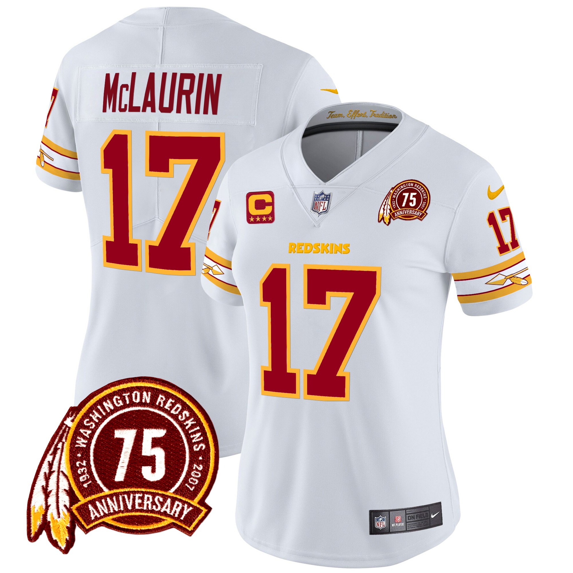 Terry McLaurin Women's Washington Redskins 75th Patch Vapor Limited White Jersey - All Stitched