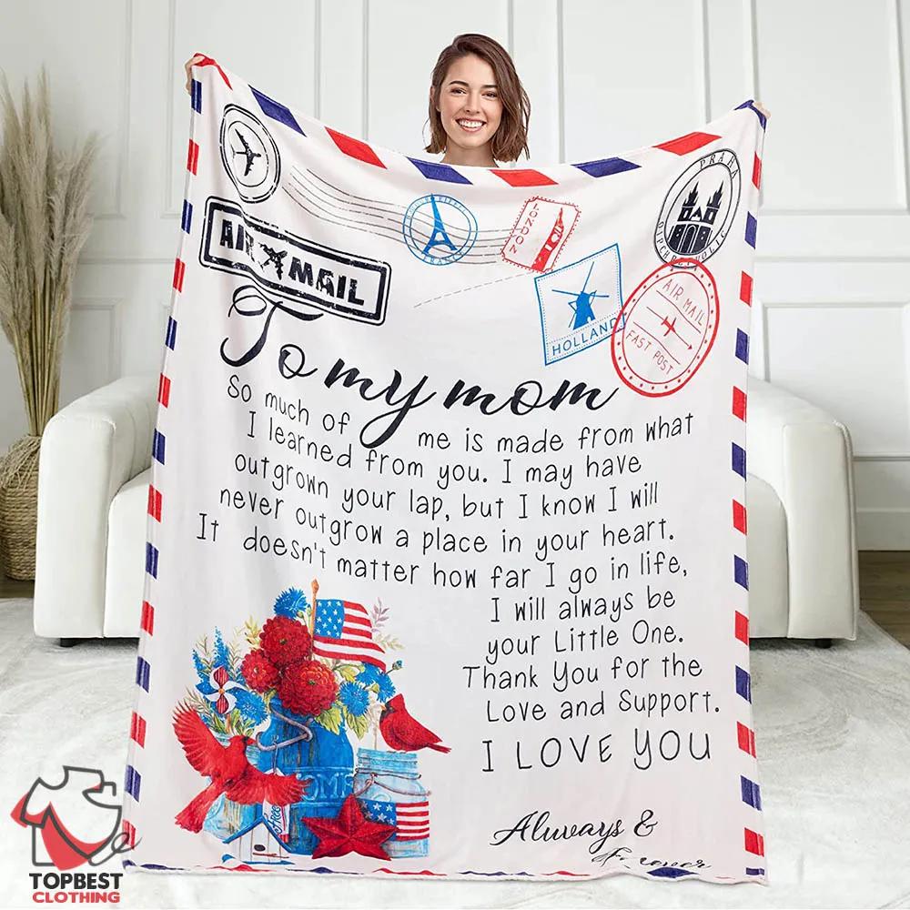 Thank My Mom For Support Fleece Quilt Blanket Gifts For Mom From Daughter - TopBestClothing
