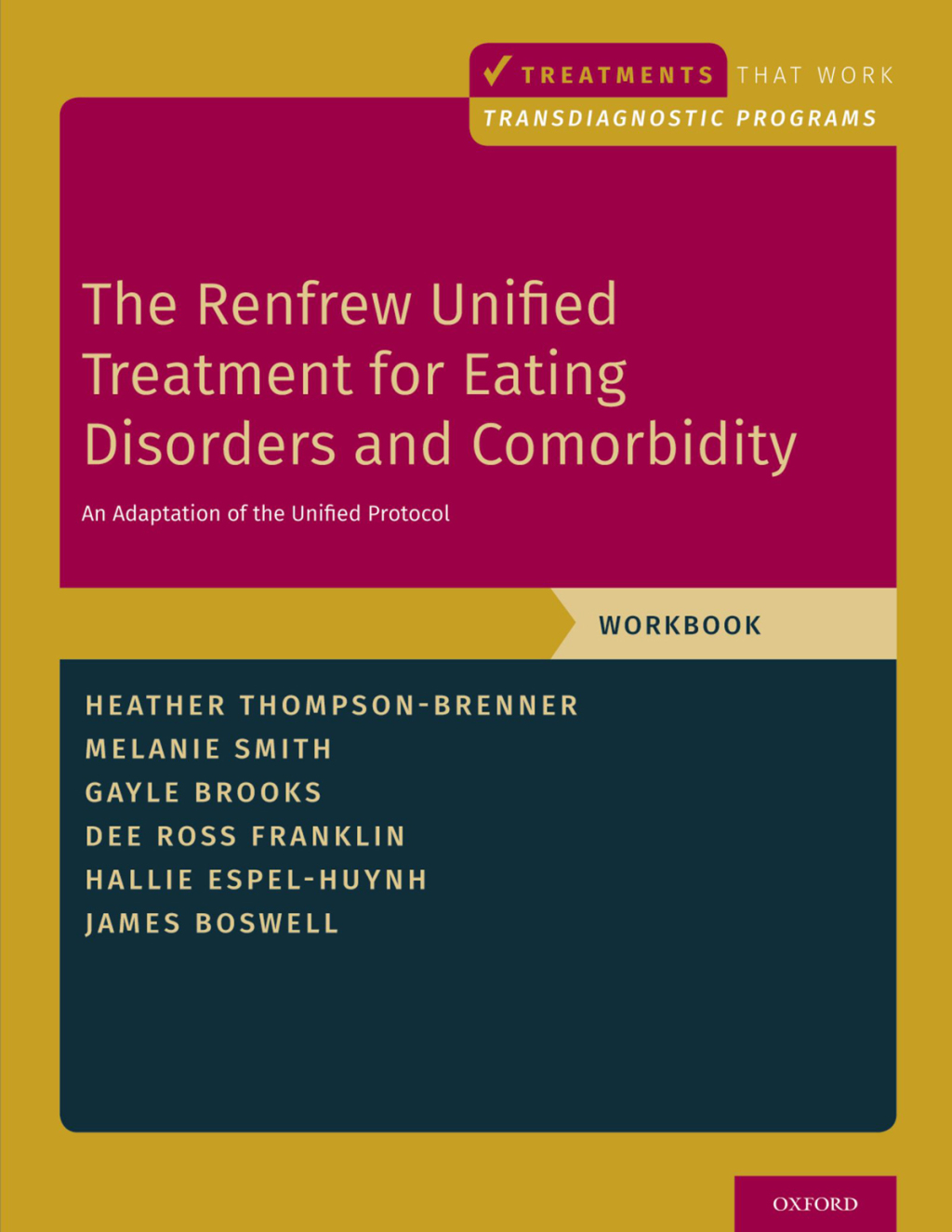 The Renfrew Unified Treatment for Eating Disorders and Comorbidity An Adaptation of the Unified Protocol, Workbook - (PDF/EPUB Version)