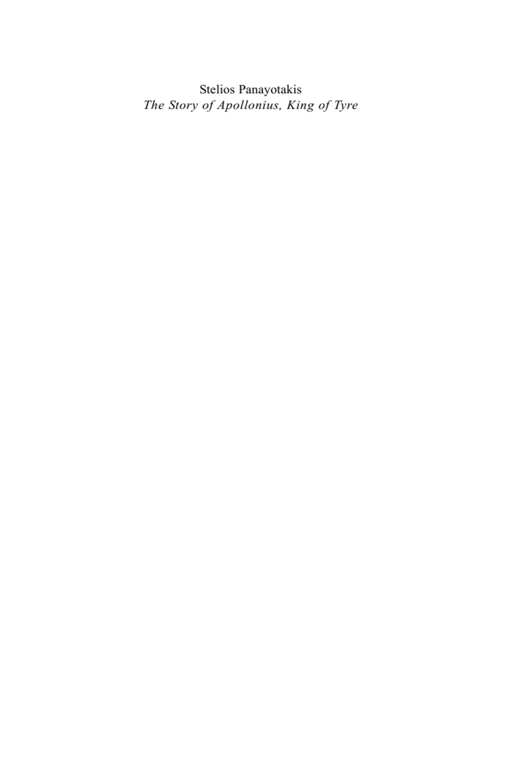 "The Story of Apollonius, King of Tyre" A Commentary 1st Edition â€“ PDF/EPUB Version Downloadable