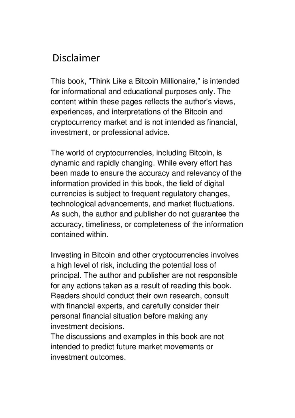 Think Like a Bitcoin Millionaire - (PDF/EPUB Version)