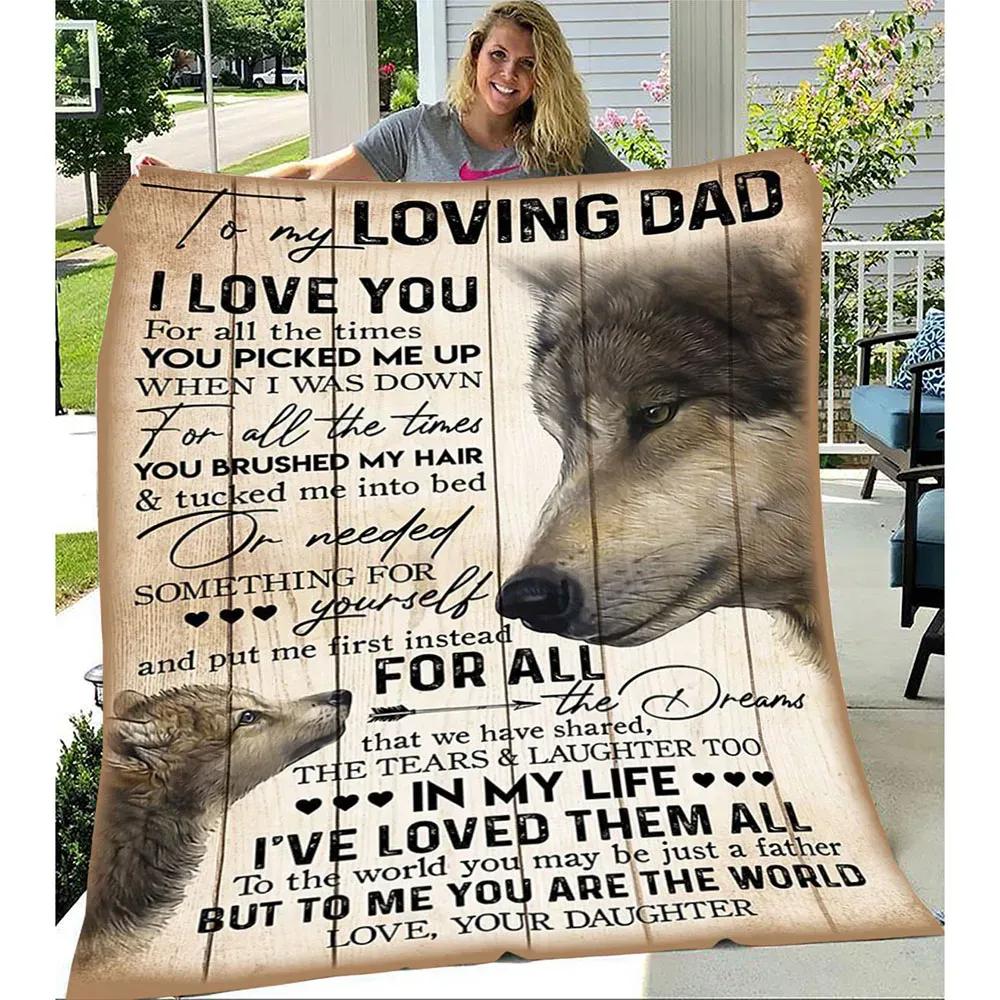 To My Dad Wolf Fleece Blanket, Gift For Dad From Daughter, Birthday Gift For Dad - TopBestClothing