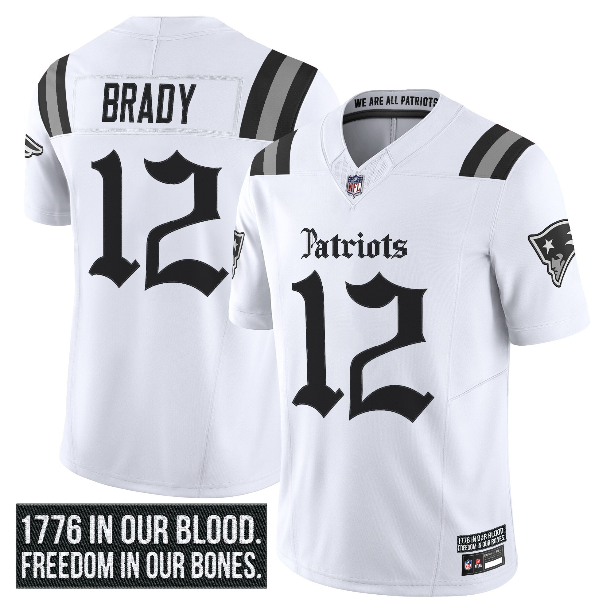 Tom Brady Men's New England Patriots 'Gothic Revolution Edition' Vapor Limited White Jersey - All Stitched